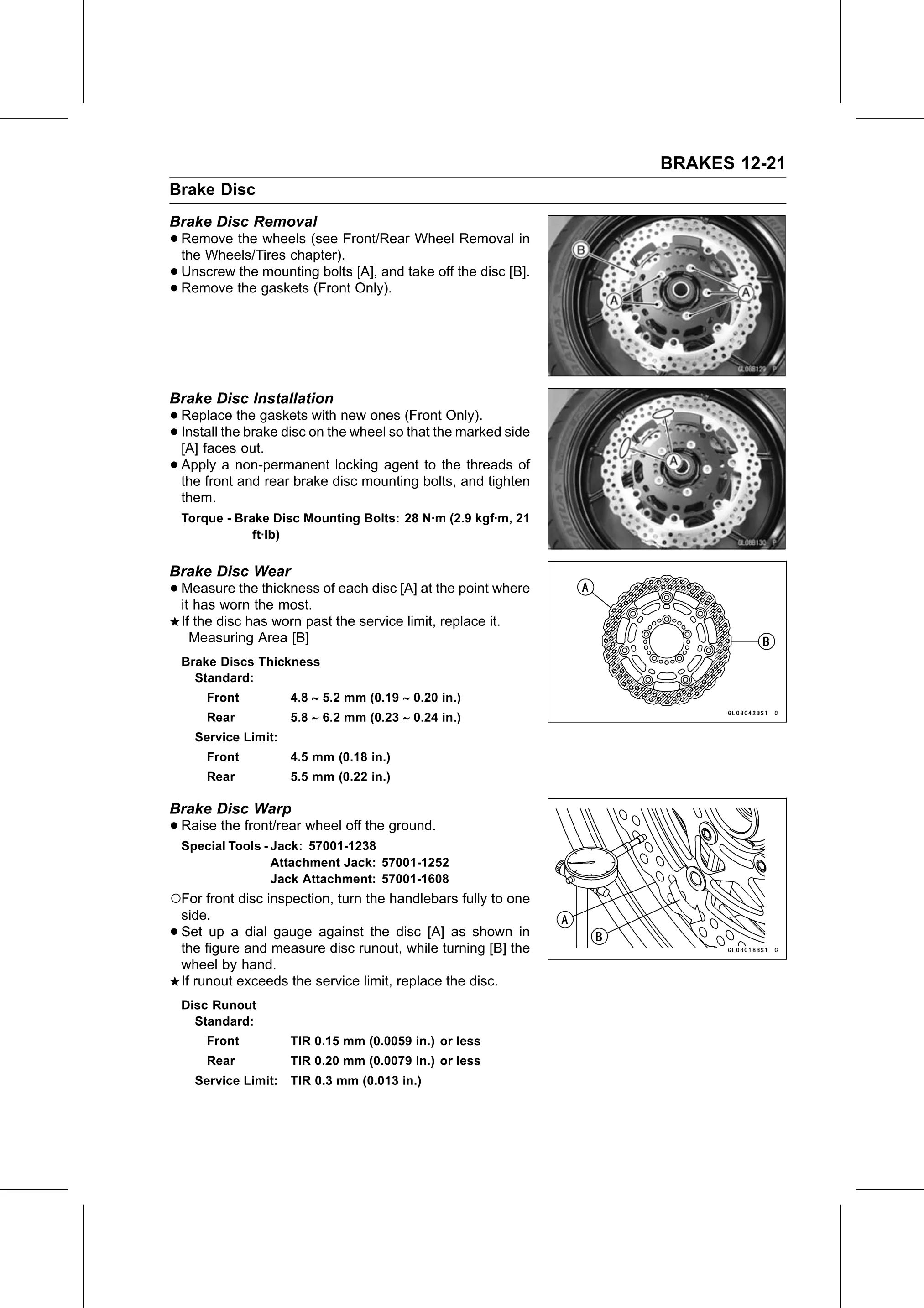 Service Manual page 443 — Brakes › Brake Disc Warp