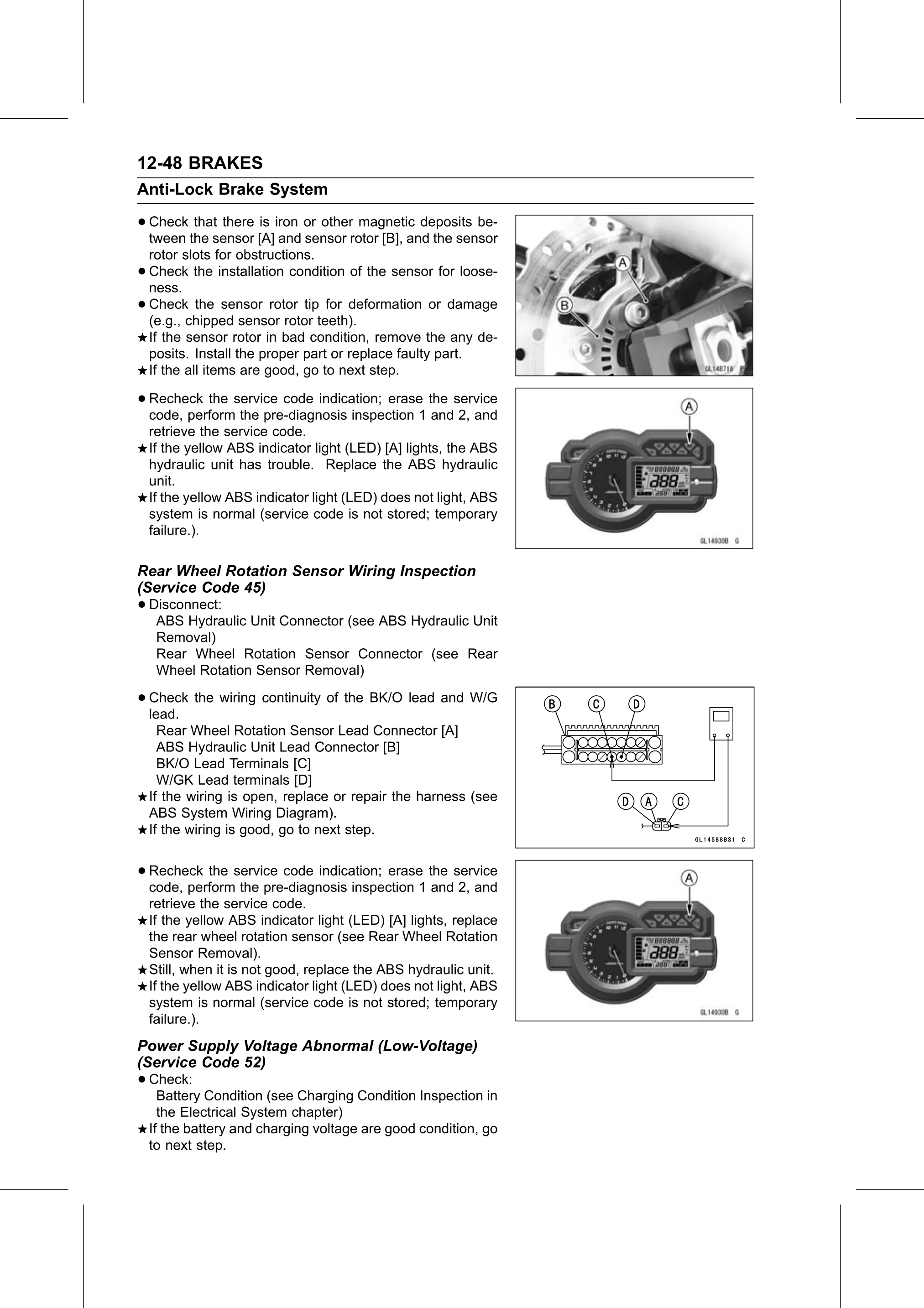 Service Manual page 470 — Brakes › Power Supply Voltage Abnormal (Low-Voltage) (Service Code 52)