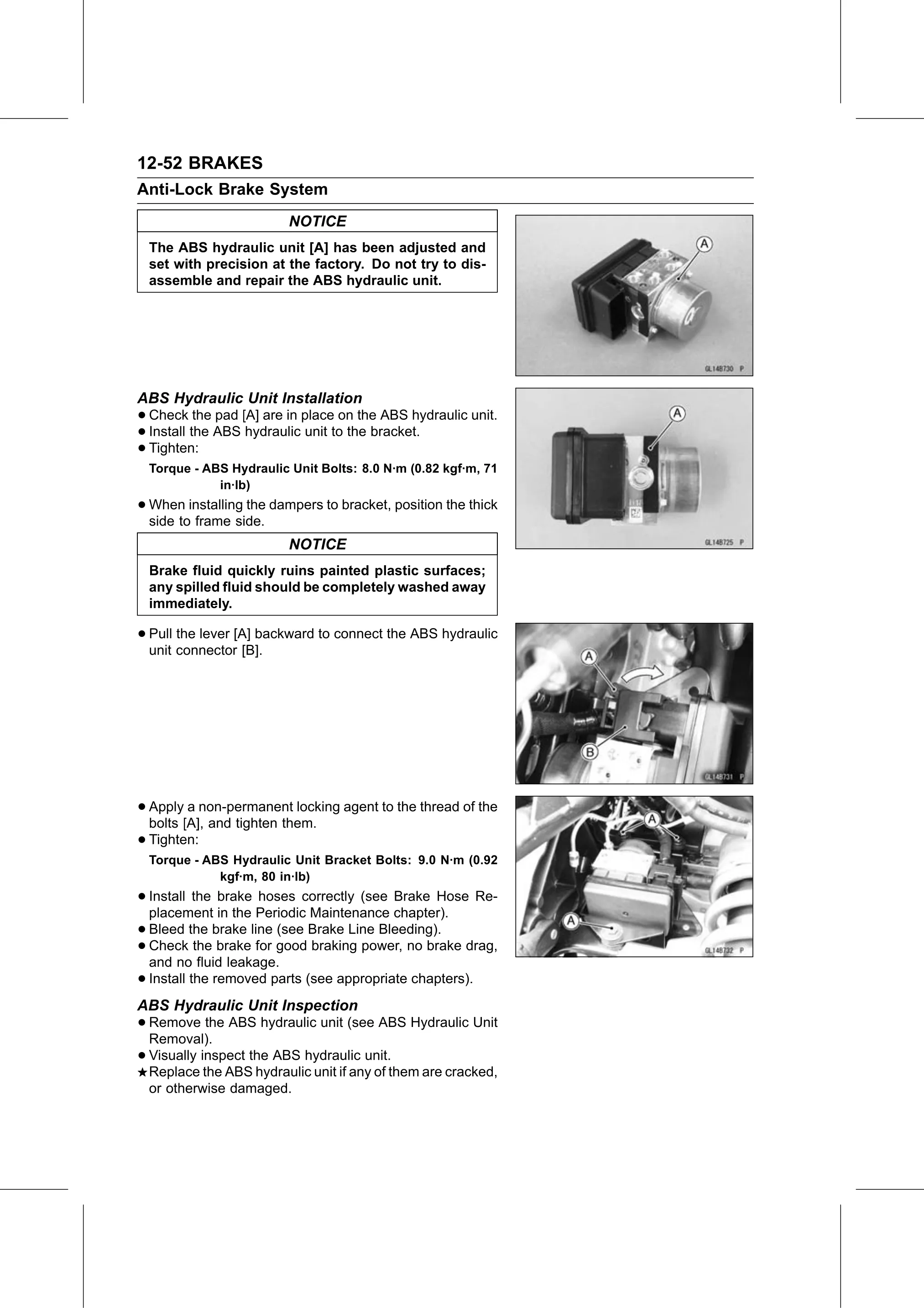 Service Manual page 474 — Brakes › ABS Hydraulic Unit Inspection