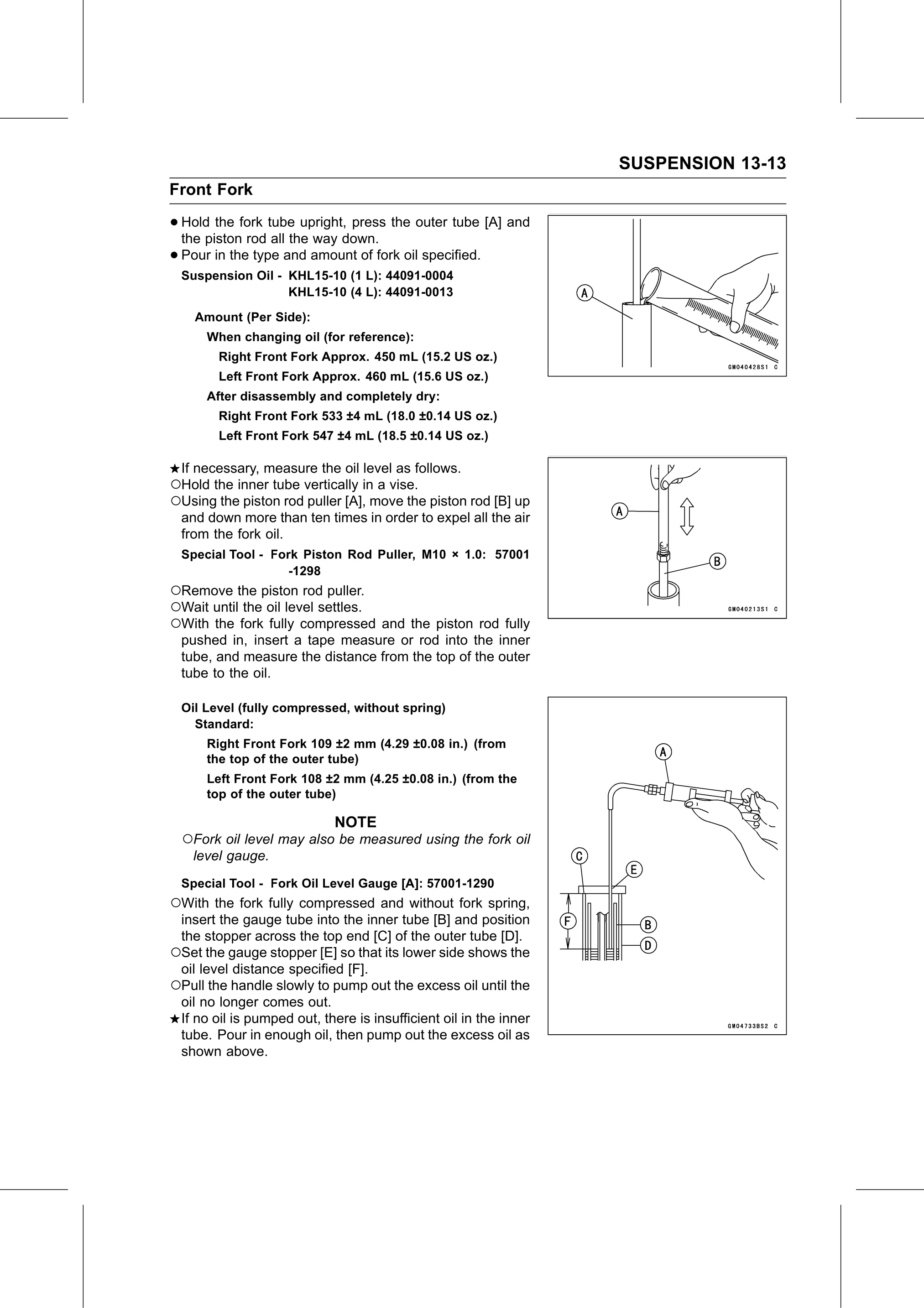 Service Manual page 493 — Suspension › Fork Oil Change