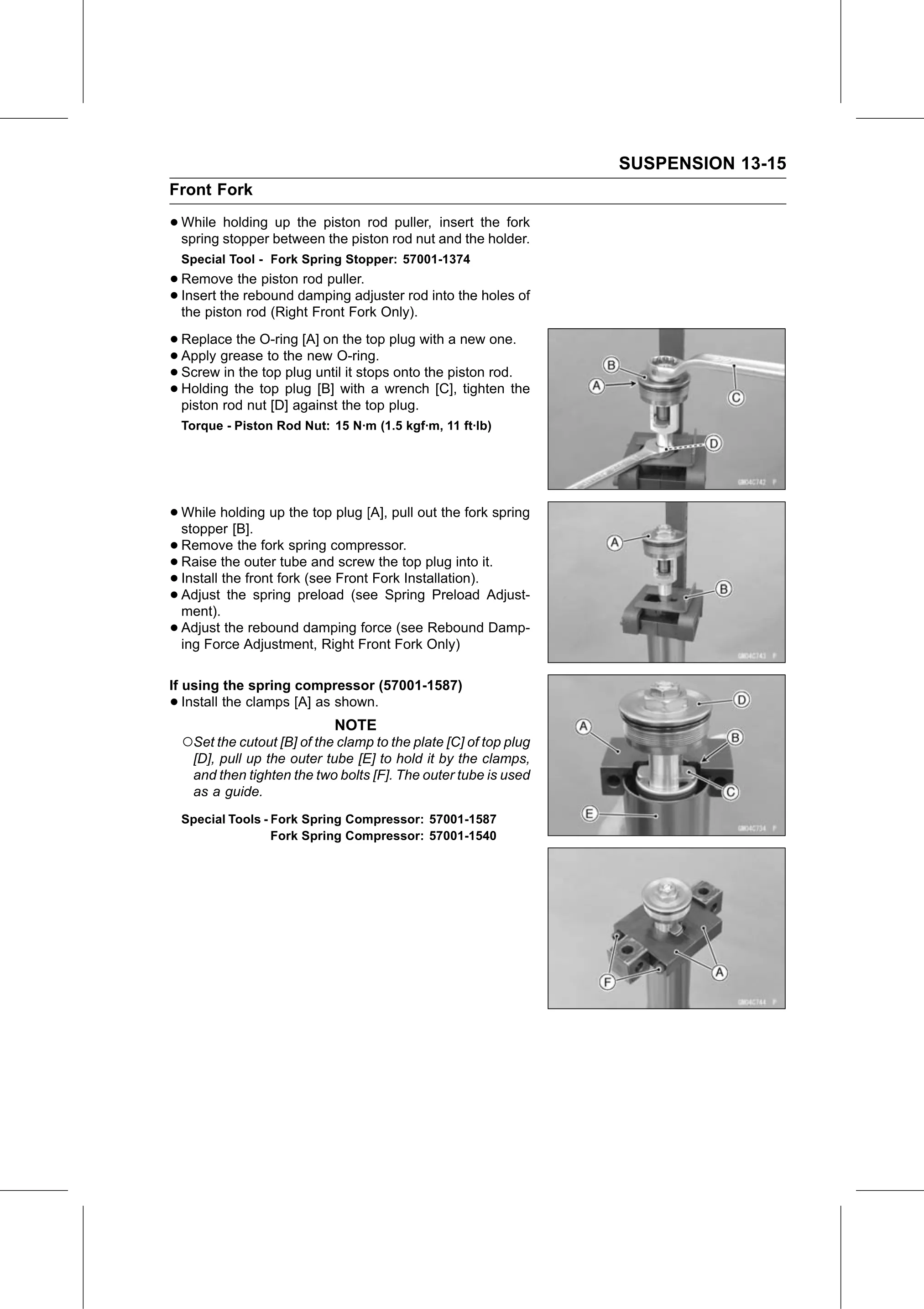 Service Manual page 495 — Suspension › Fork Oil Change