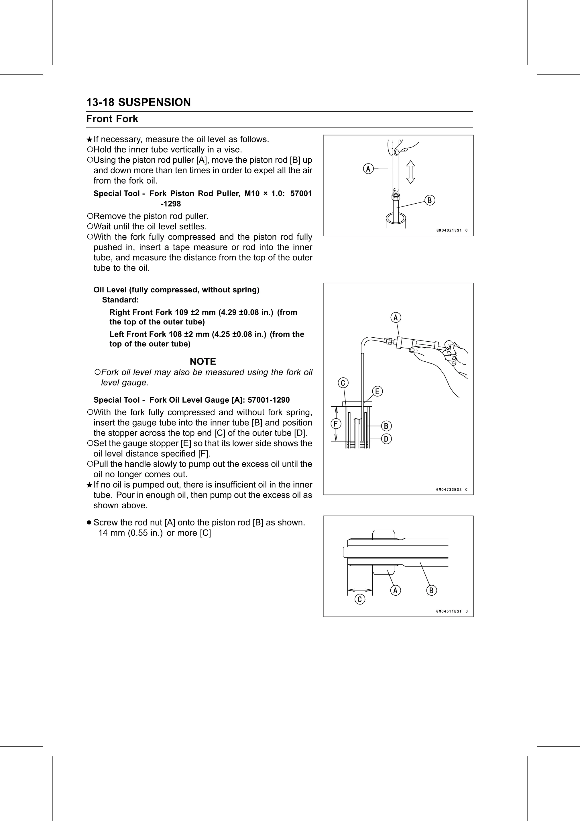 Service Manual page 498 — Suspension › Fork Oil Change