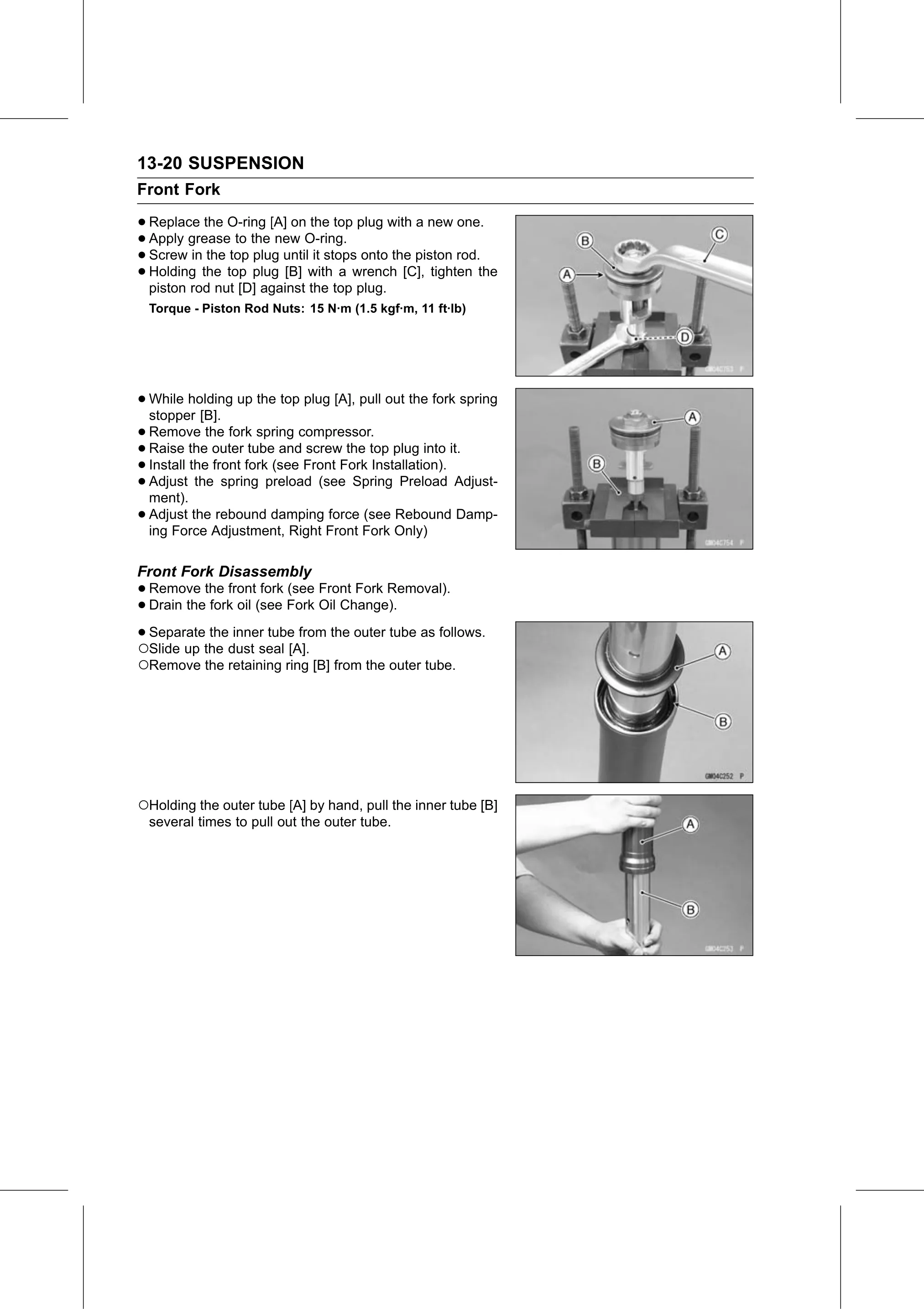 Service Manual page 500 — Suspension › Front Fork Disassembly