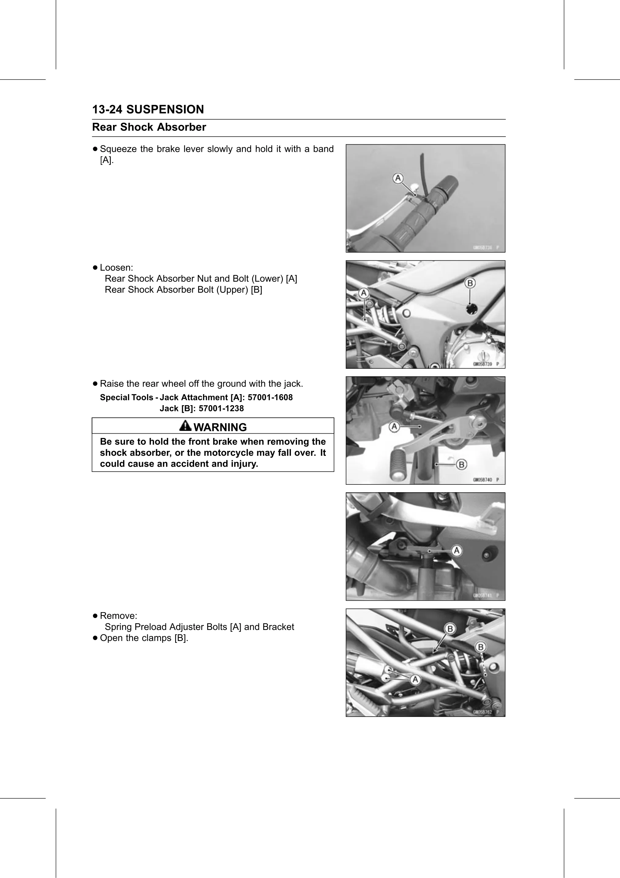 Service Manual page 504 — Suspension › Rear Shock Absorber Removal