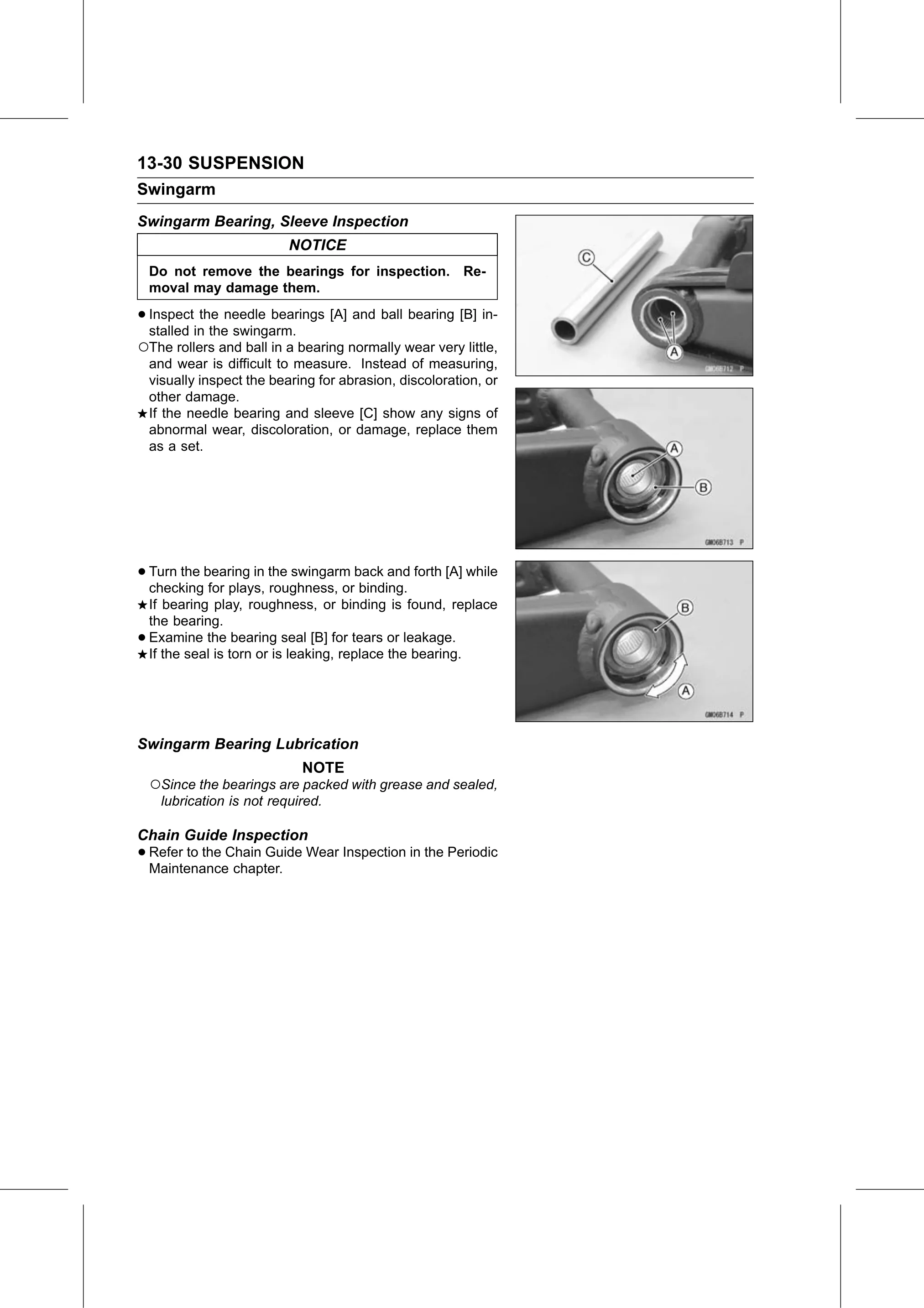 Service Manual page 510 — Suspension › Chain Guide Inspection