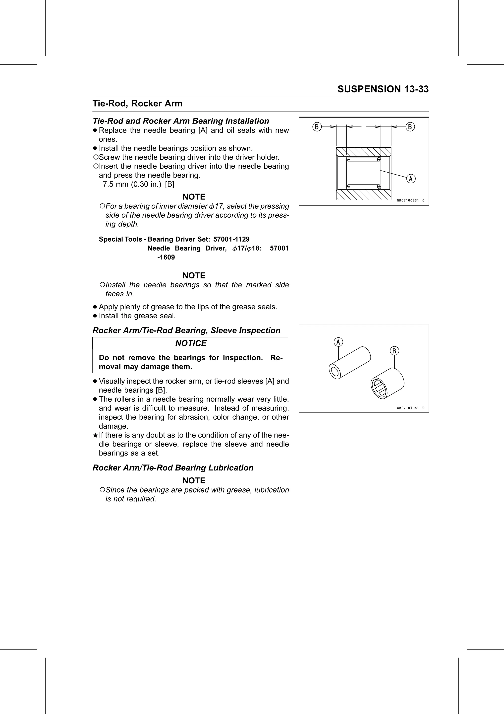 Service Manual page 513 — Suspension › Rocker Arm/Tie-Rod Bearing Lubrication
