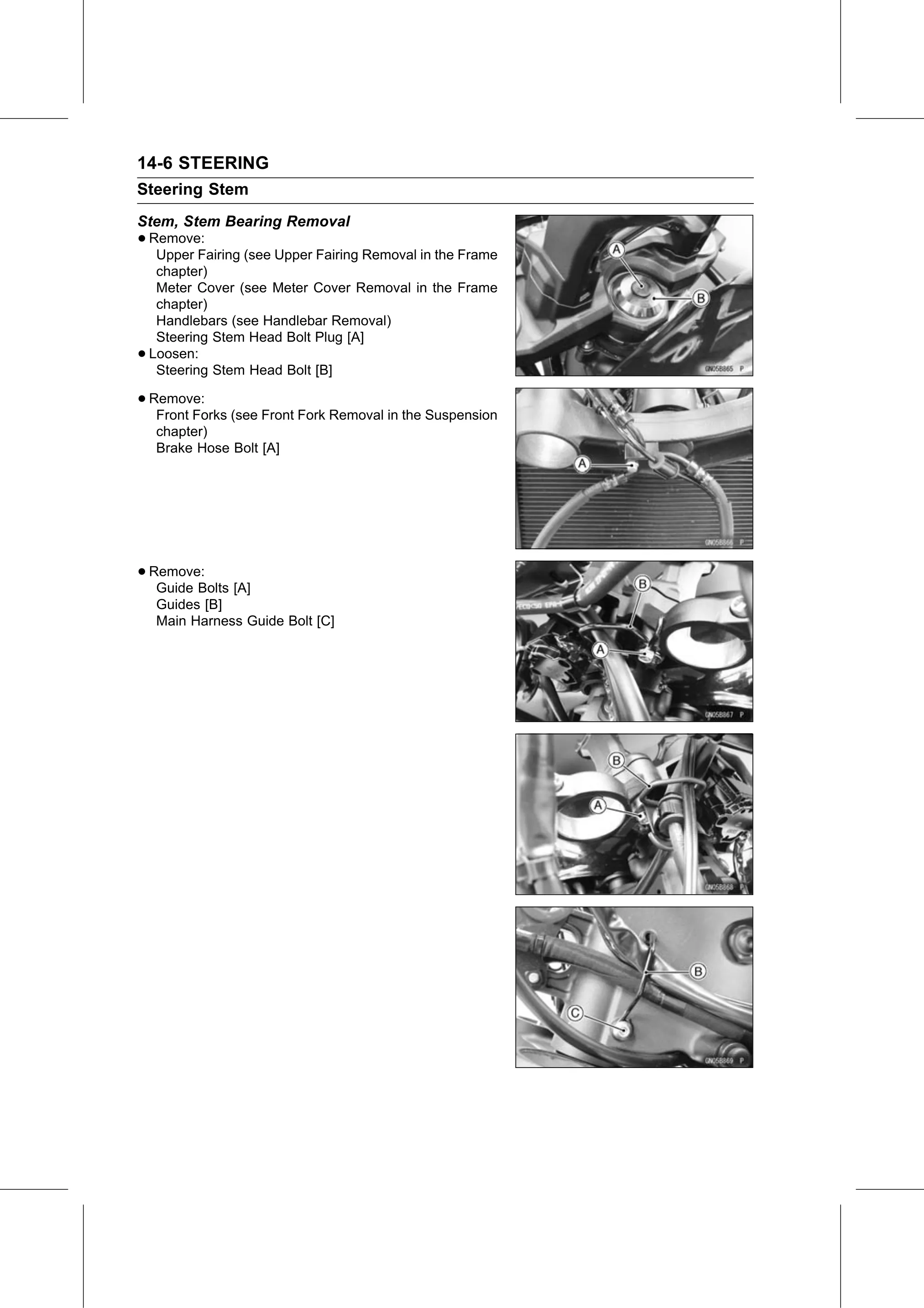 Service Manual page 520 — Steering › Stem, Stem Bearing Removal