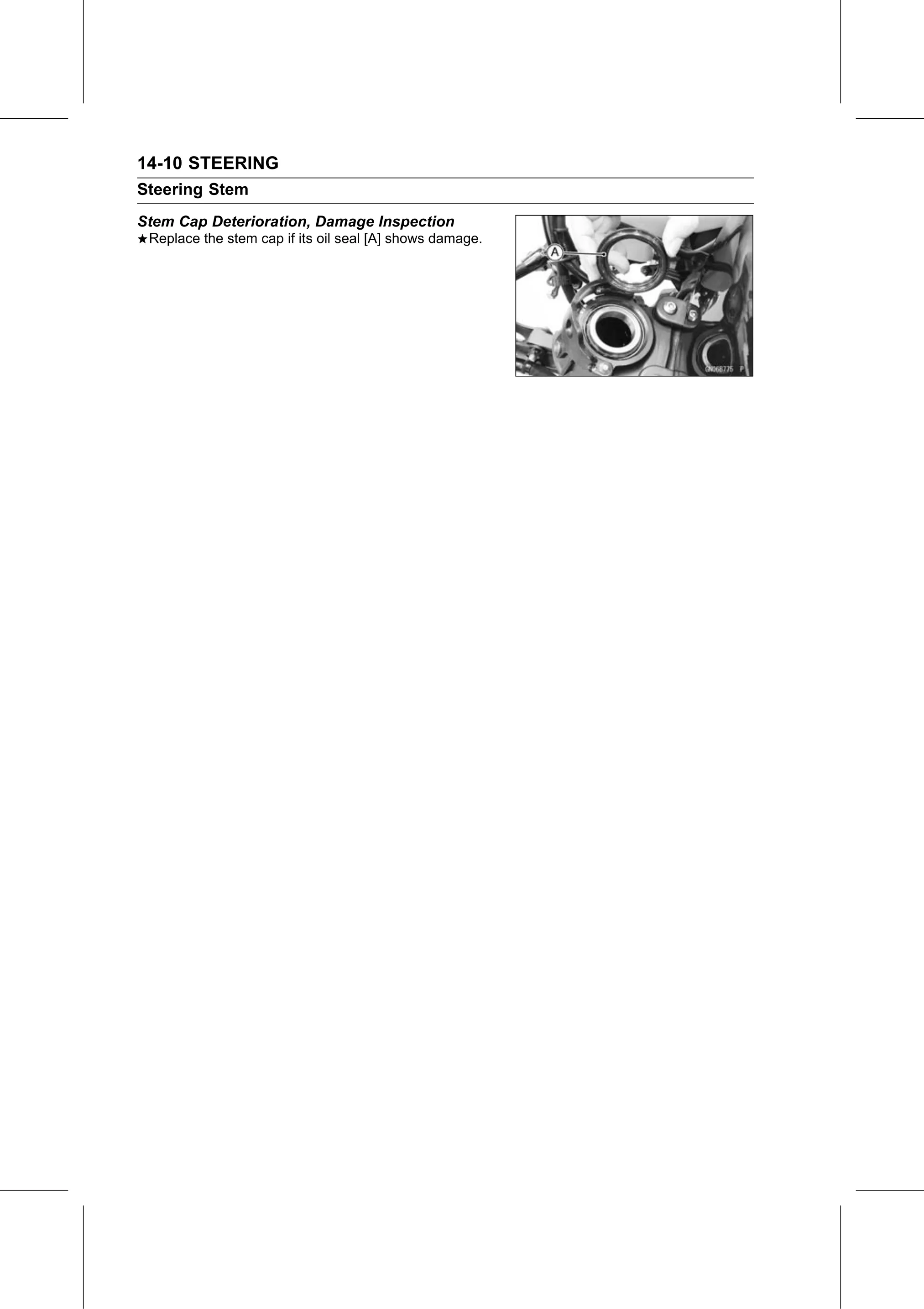 Service Manual page 524 — Steering › Stem Cap Deterioration, Damage Inspection