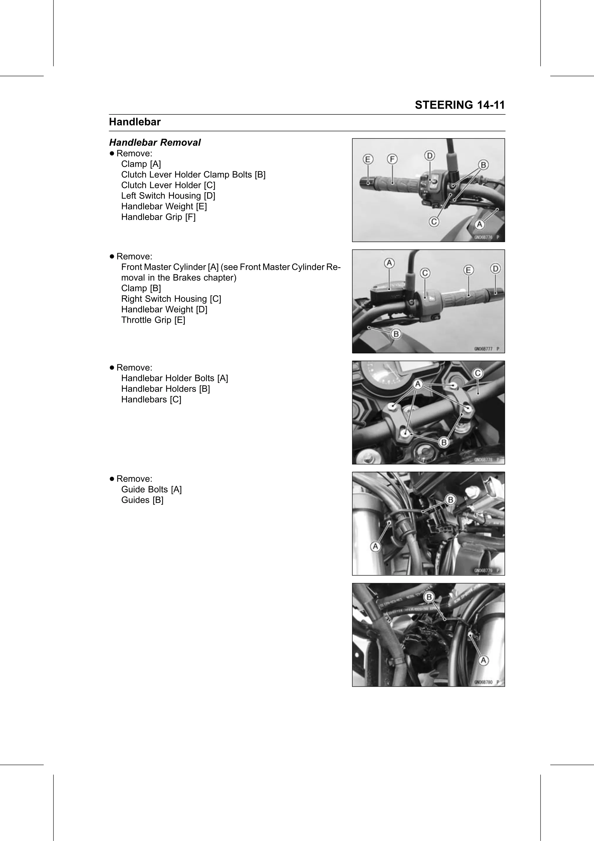 Service Manual page 525 — Steering › Handlebar Removal