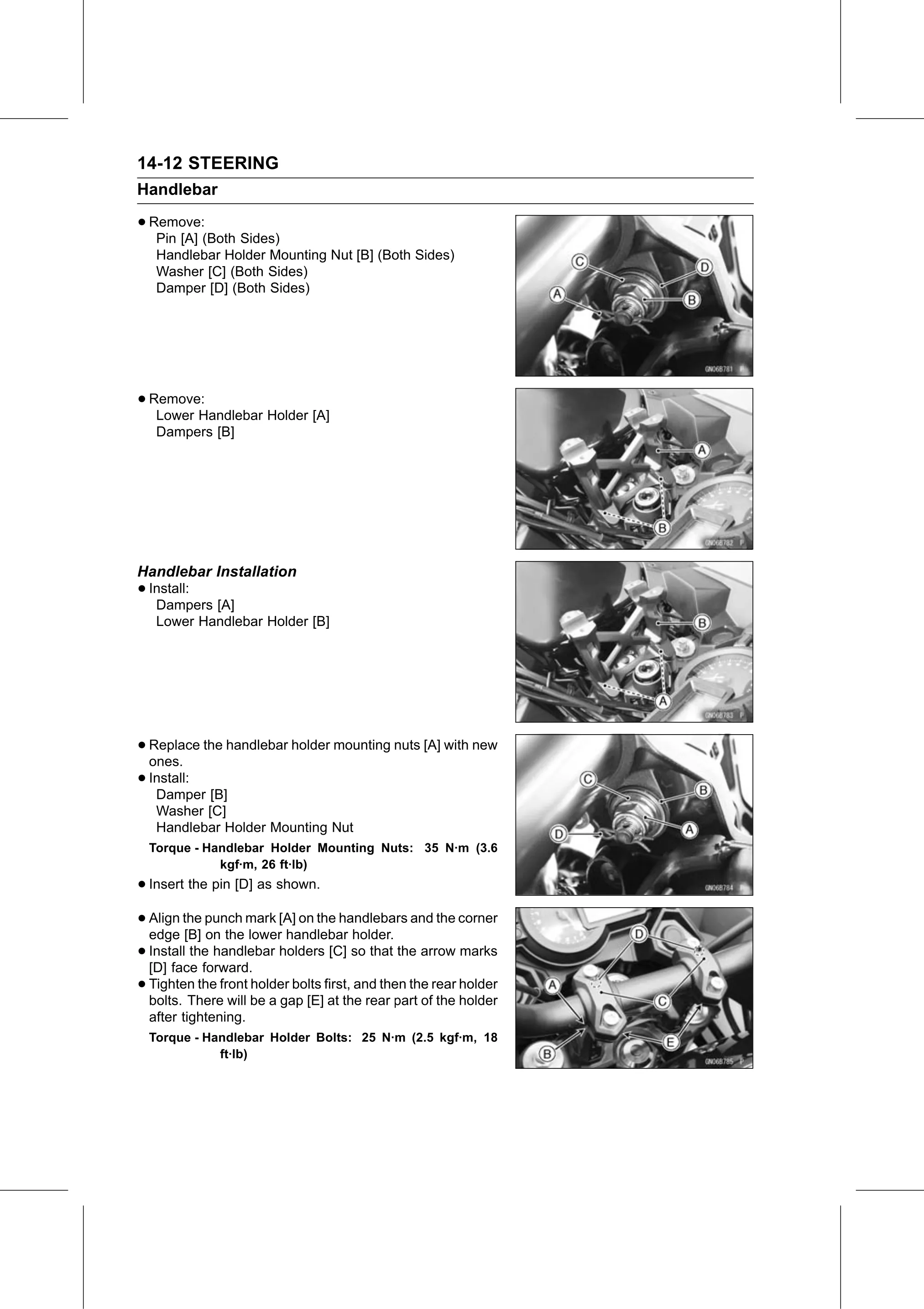 Service Manual page 526 — Steering › Handlebar Installation