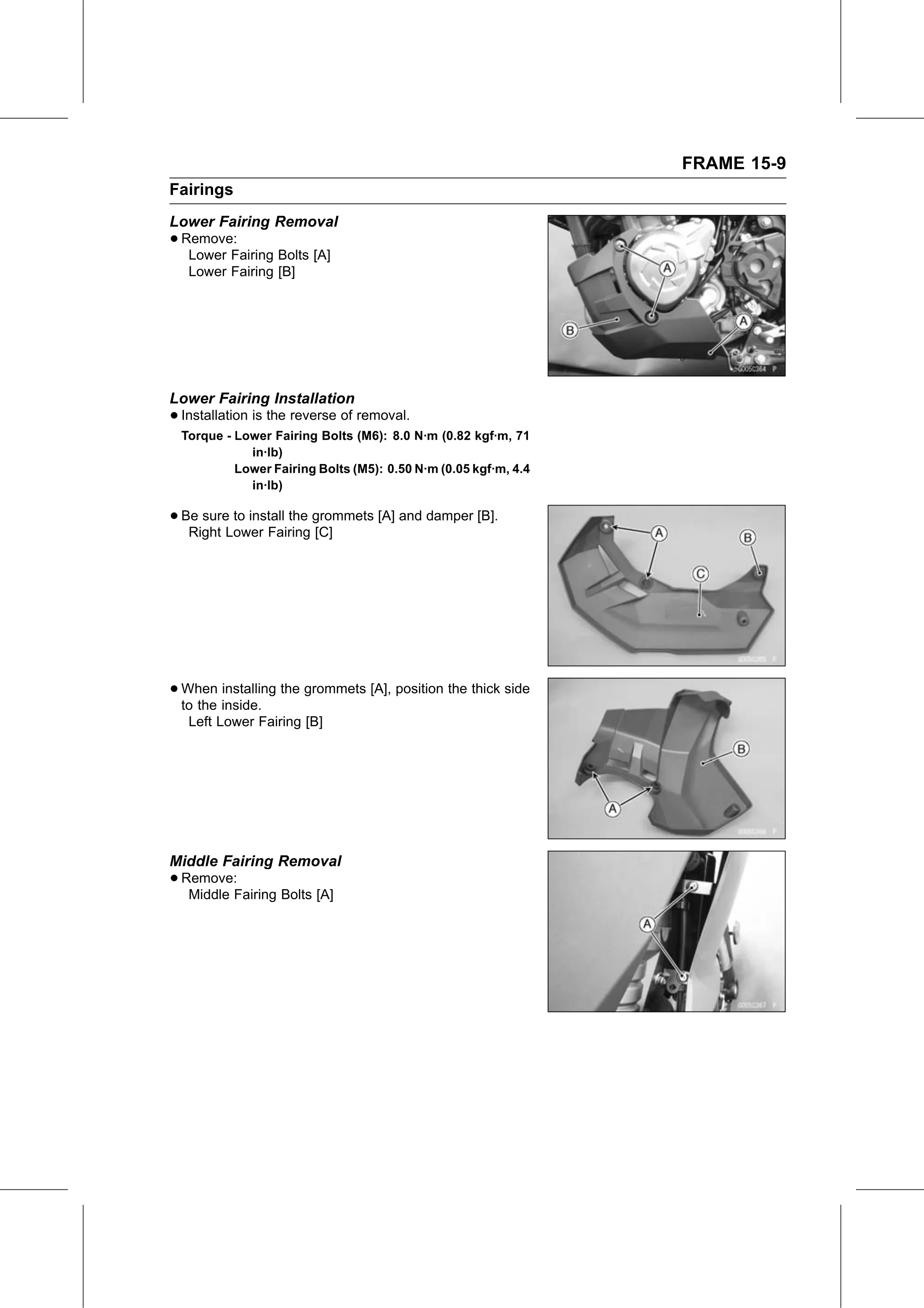 Service Manual page 537 — Frame › Middle Fairing Removal