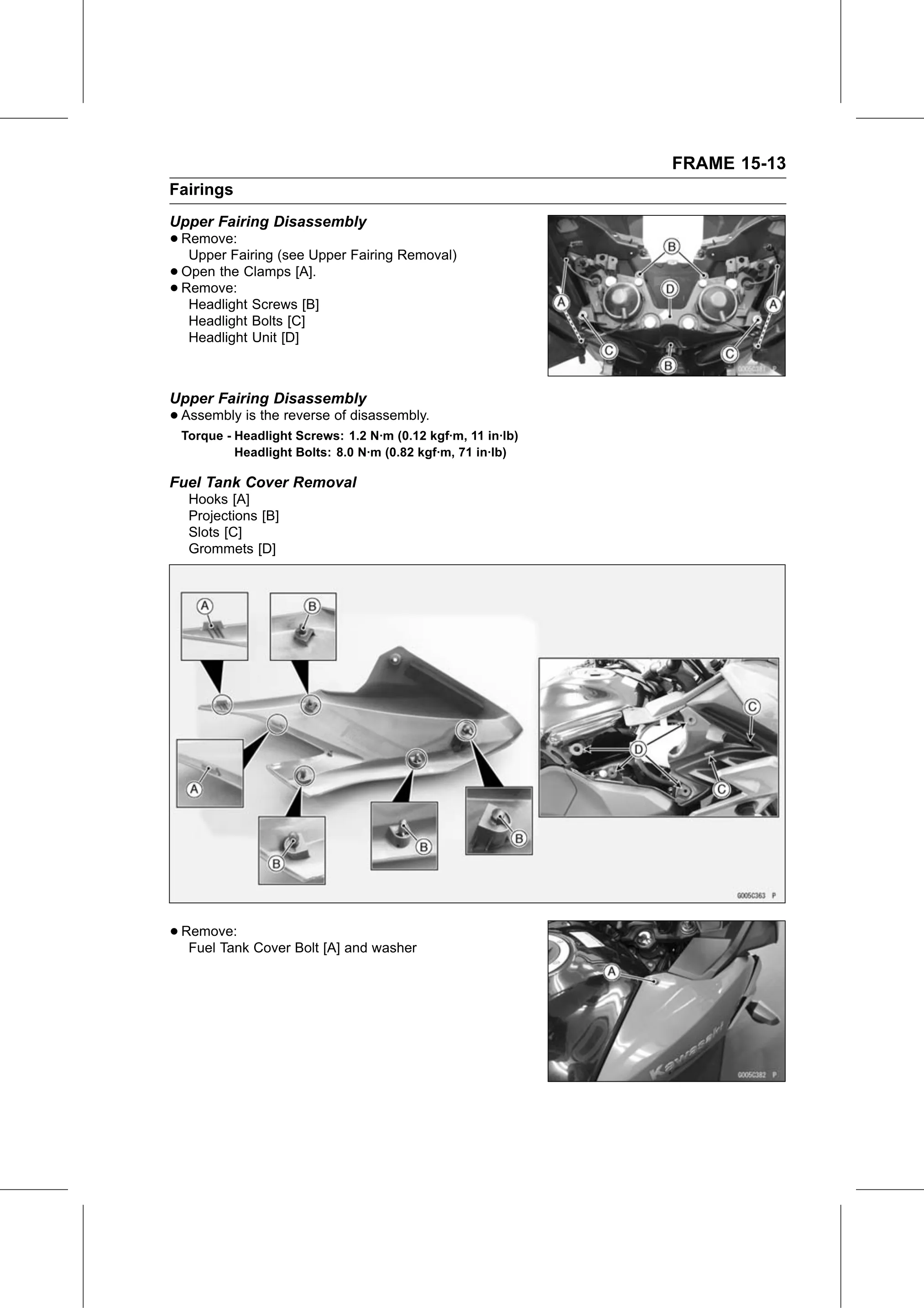 Service Manual page 541 — Frame › Fuel Tank Cover Removal