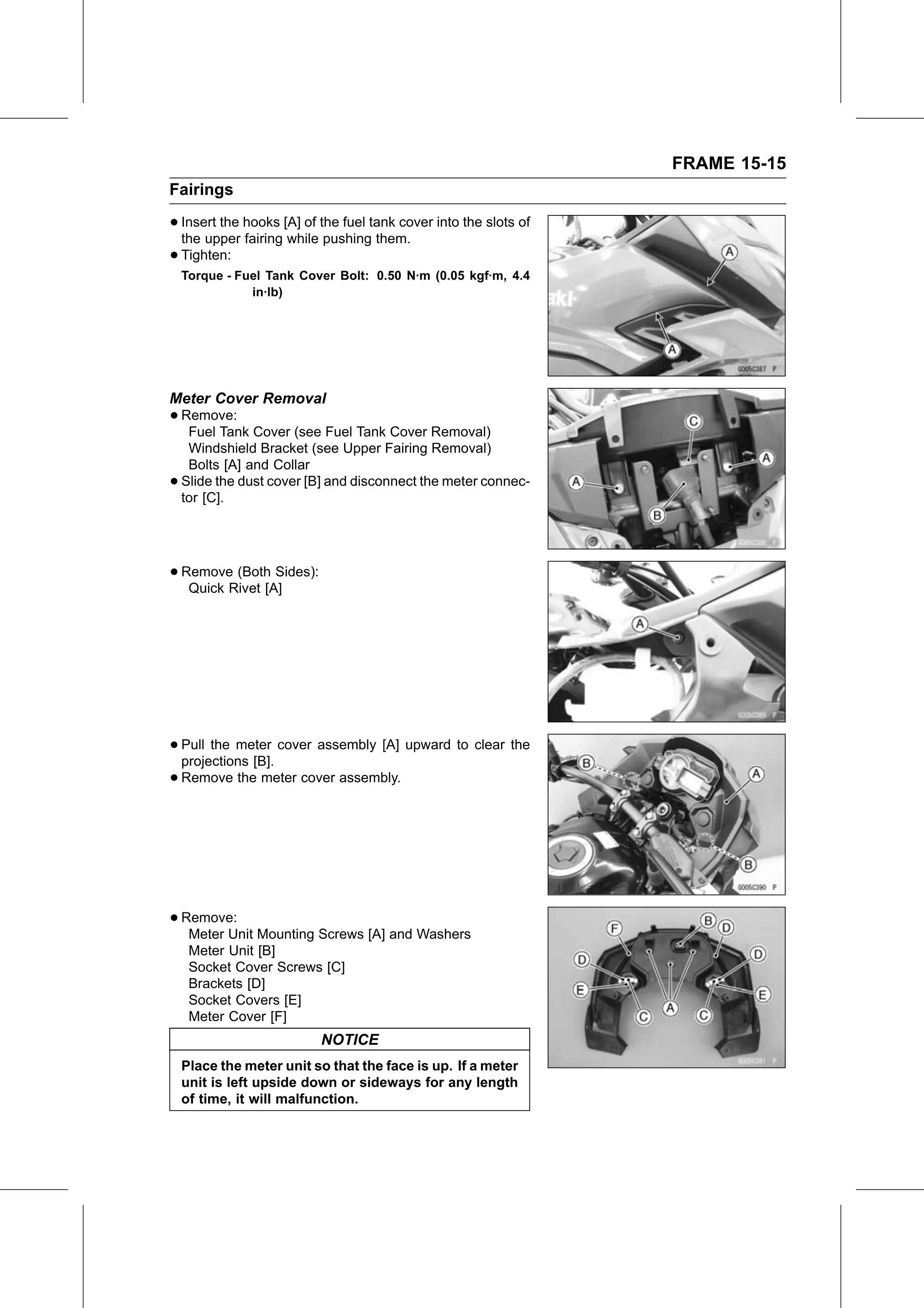Service Manual page 543 — Frame › Meter Cover Removal