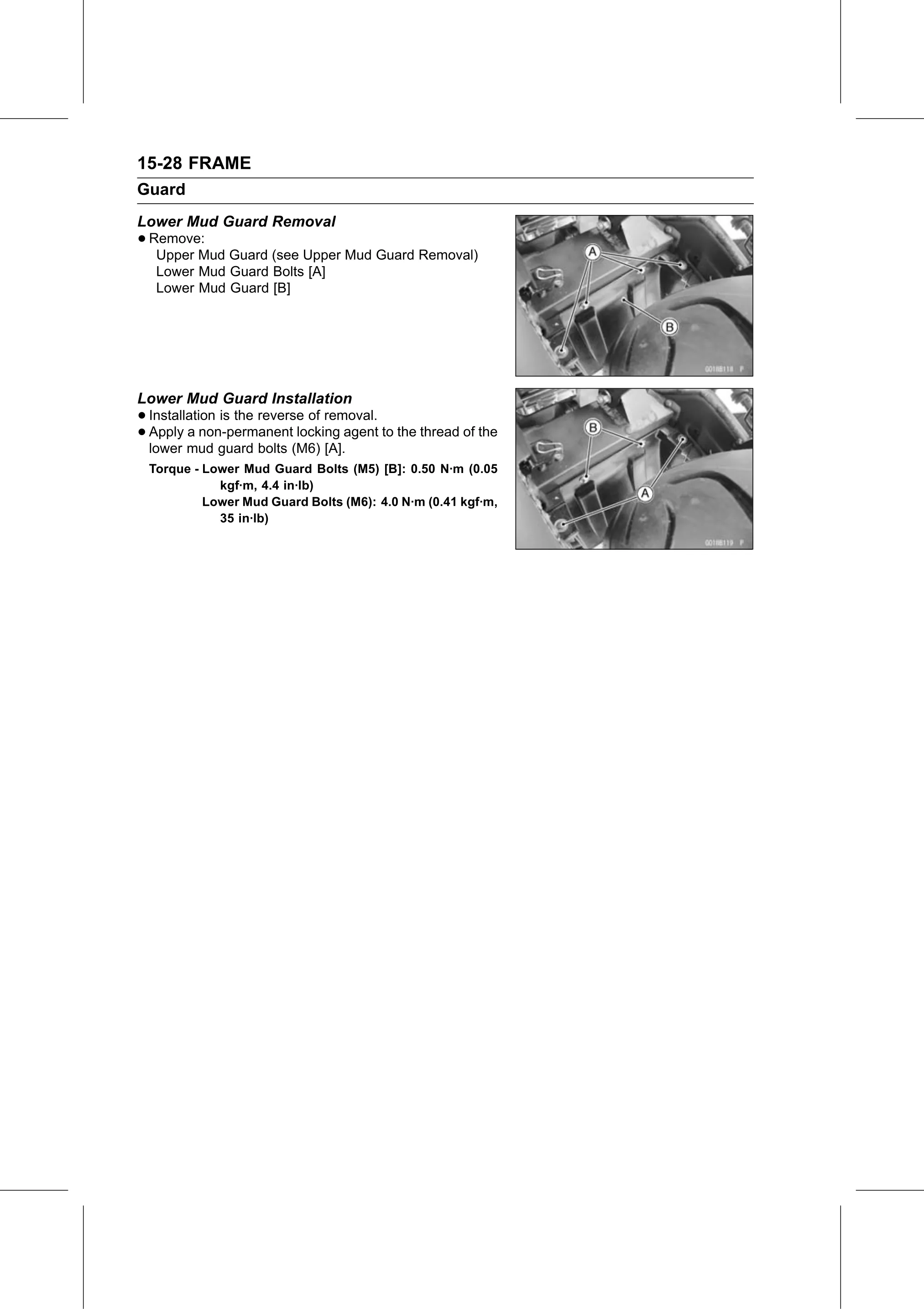 Service Manual page 556 — Frame › Lower Mud Guard Installation