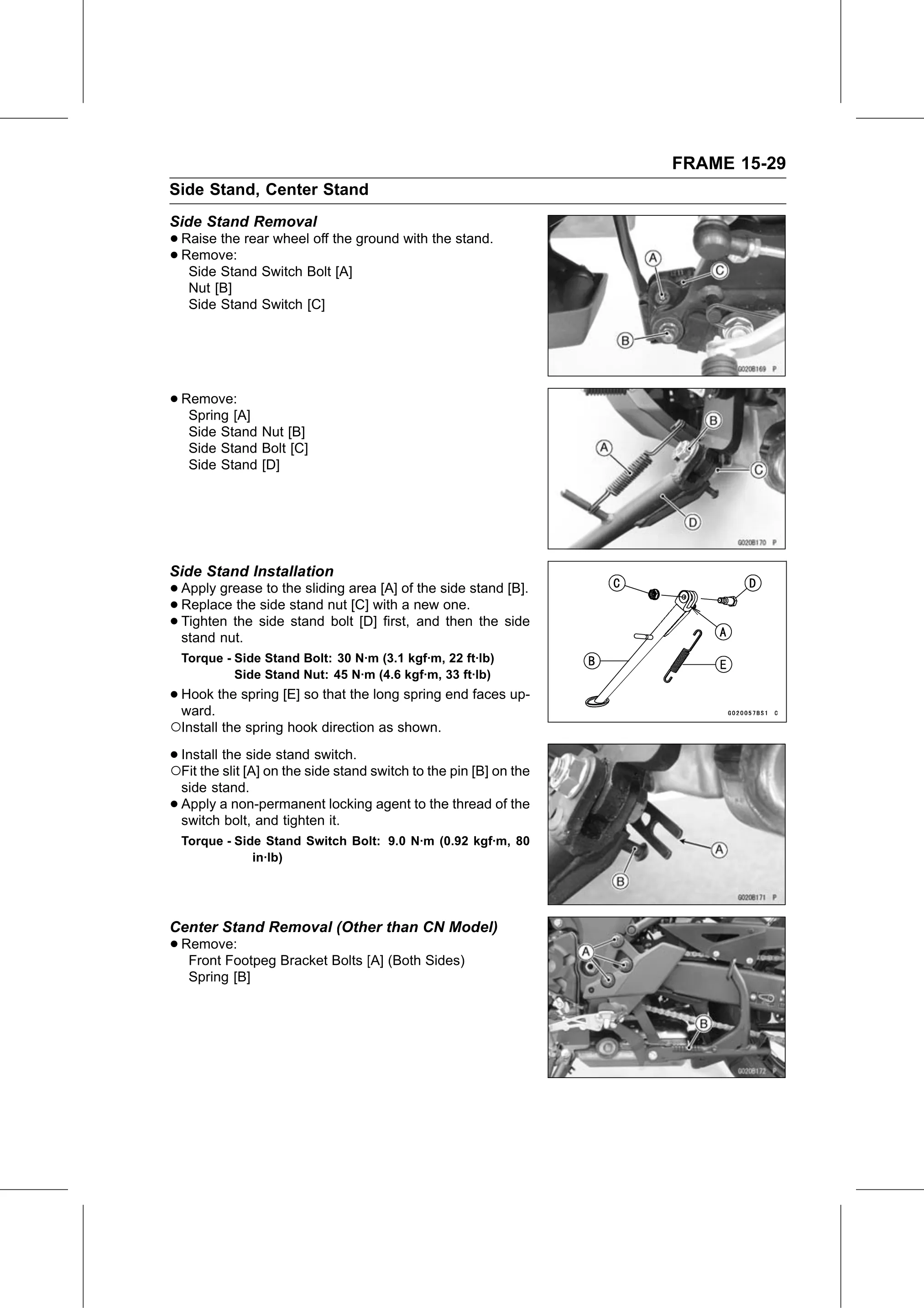 Service Manual page 557 — Frame › Center Stand Removal (Other than CN Model)