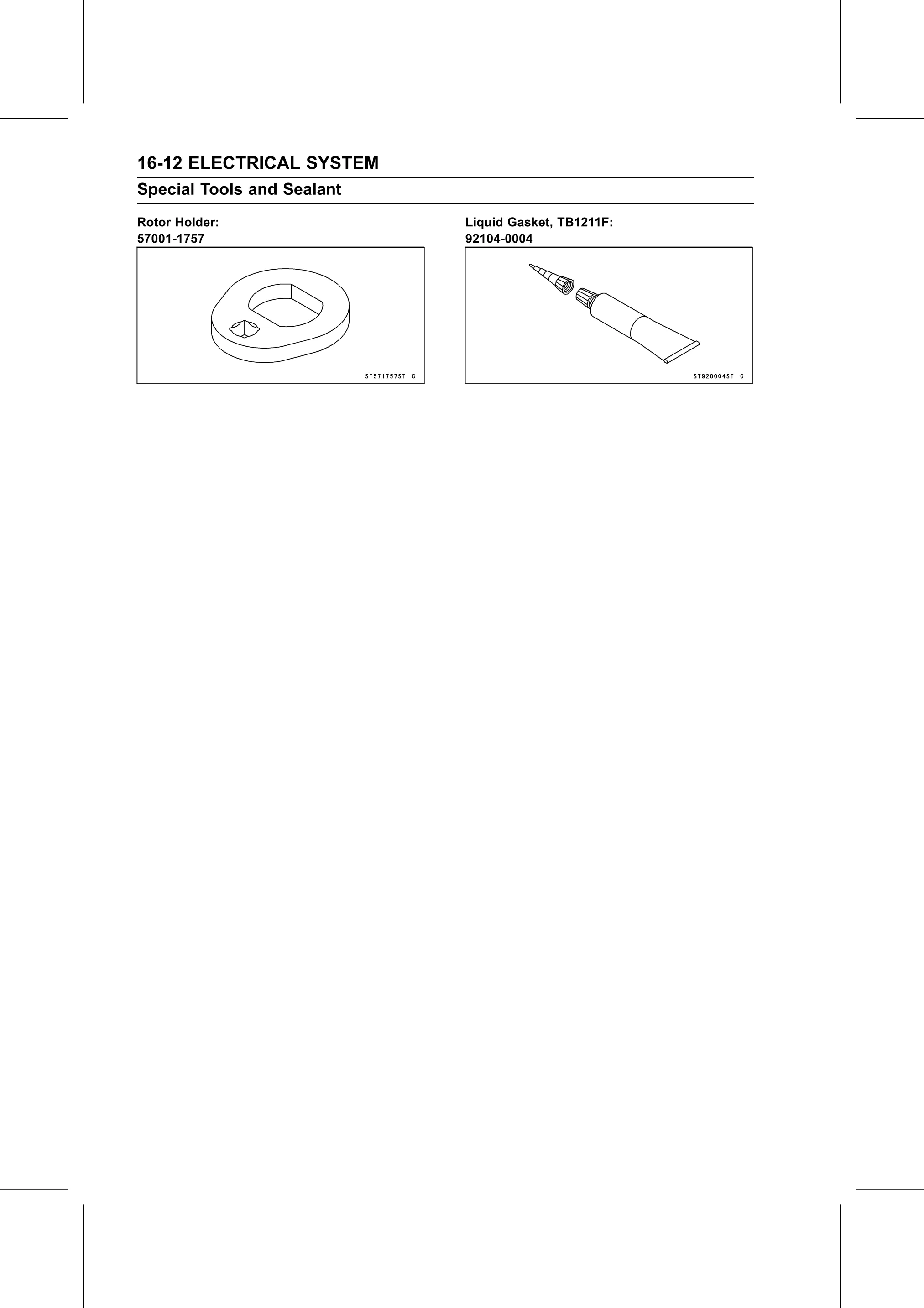 Service Manual page 572 — Electrical System › Special Tools and Sealant