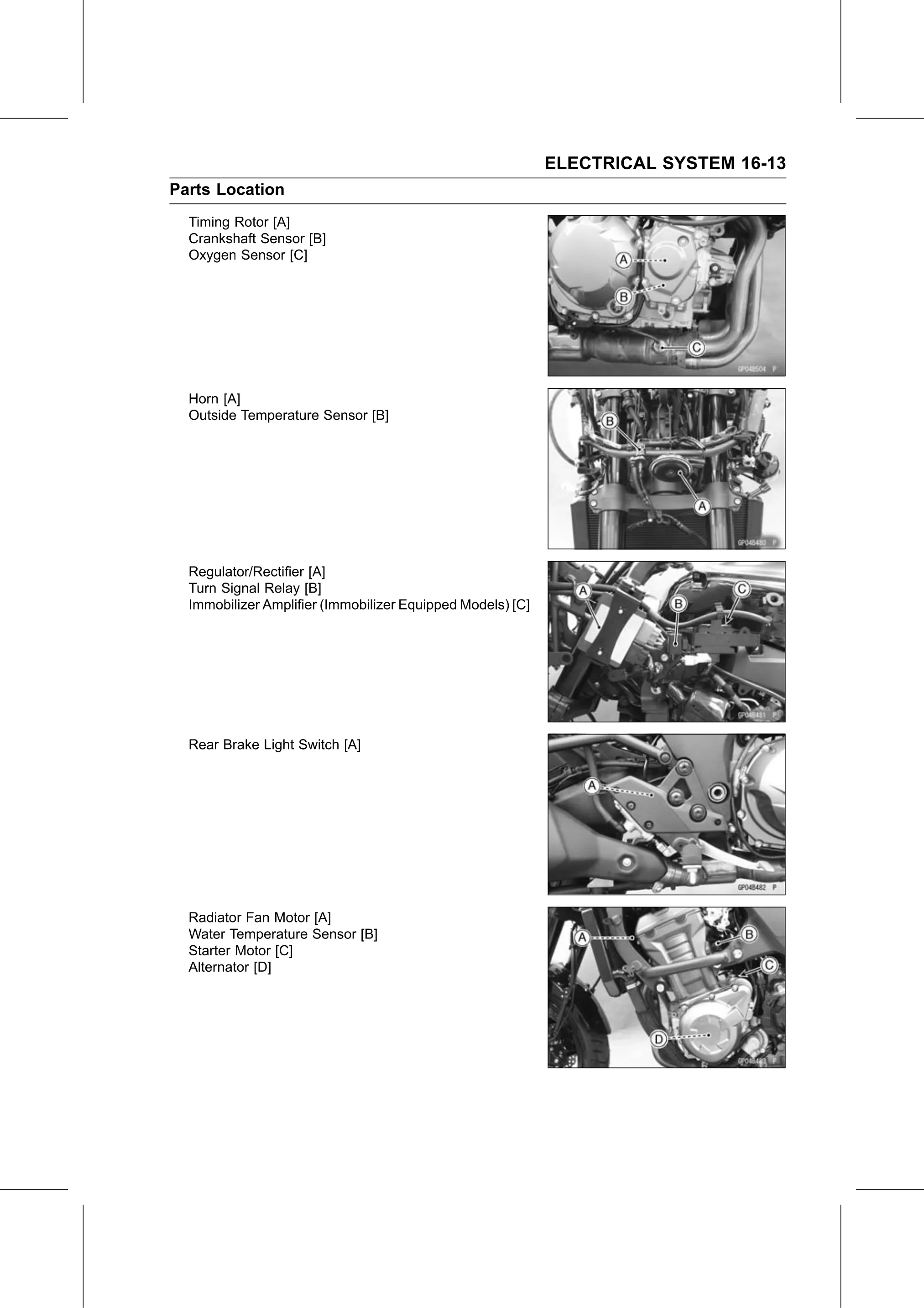 Service Manual page 573 — Electrical System › Parts Location