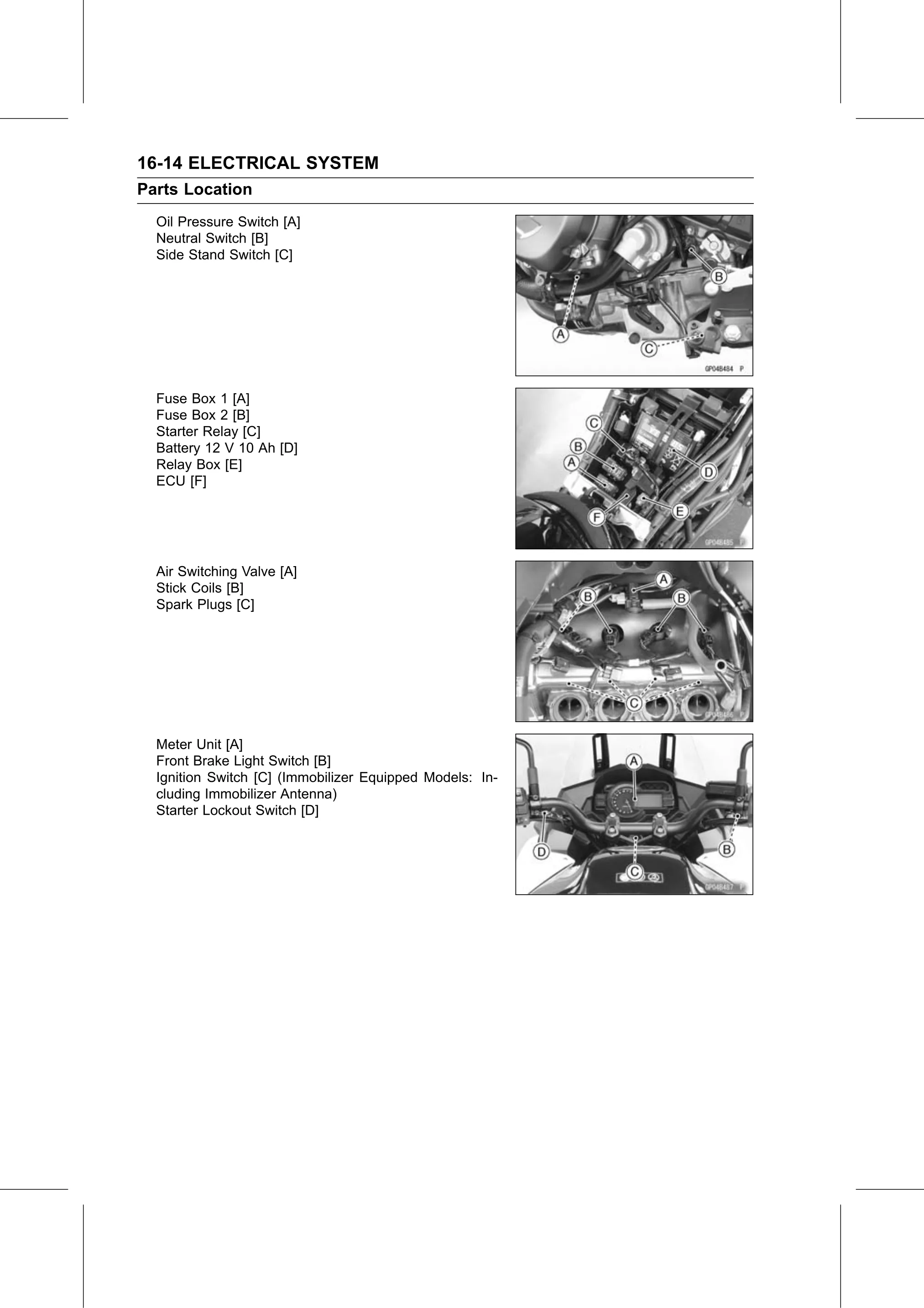 Service Manual page 574 — Electrical System › Parts Location