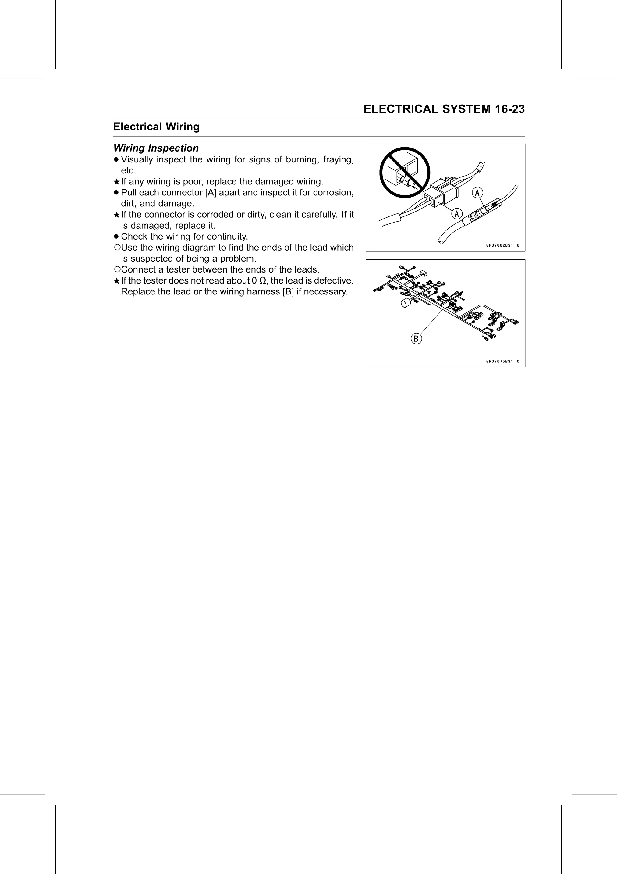 Service Manual page 583 — Electrical System › Wiring Inspection