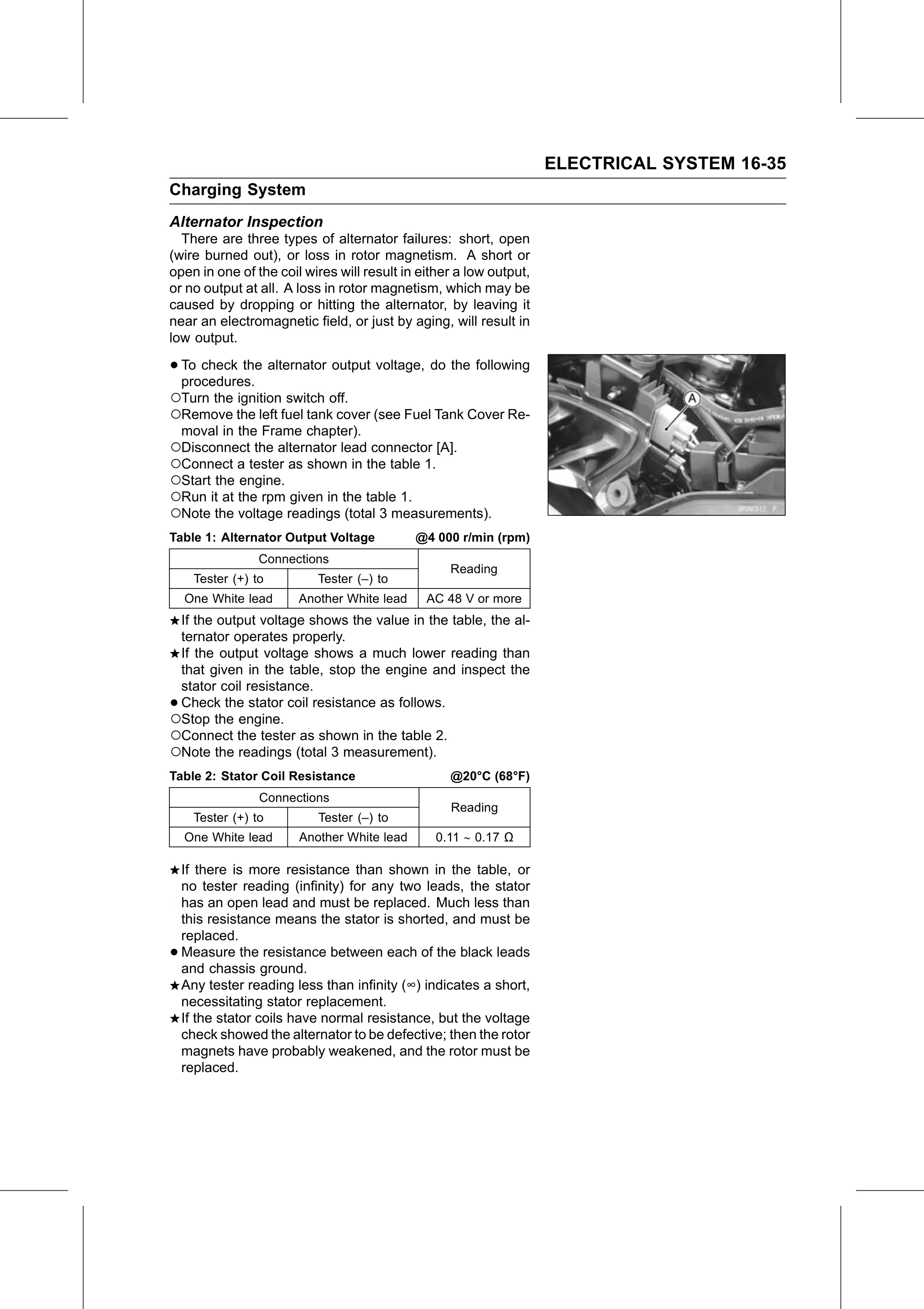 Service Manual page 595 — Electrical System › Alternator Inspection