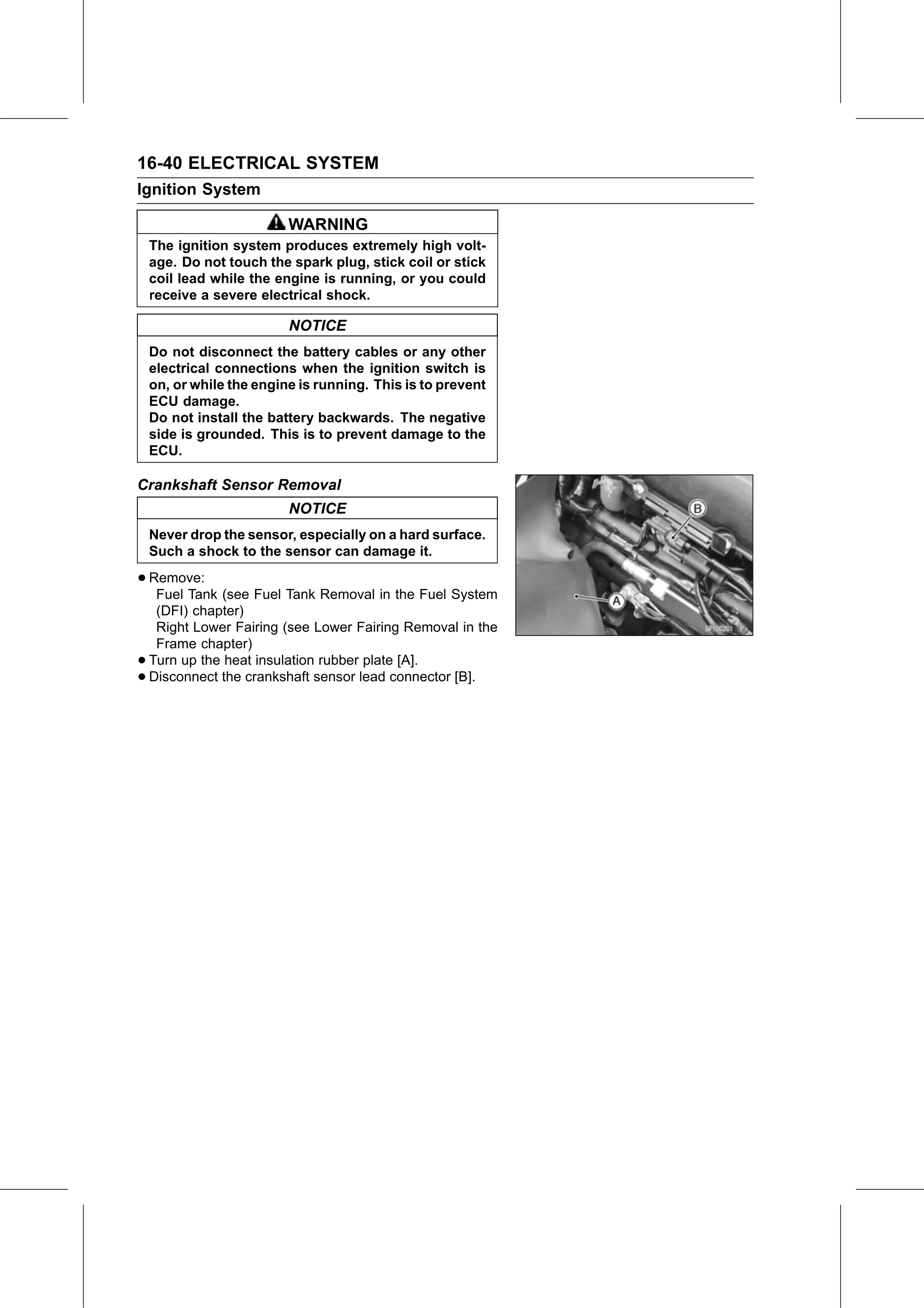 Service Manual page 600 — Electrical System › Crankshaft Sensor Removal