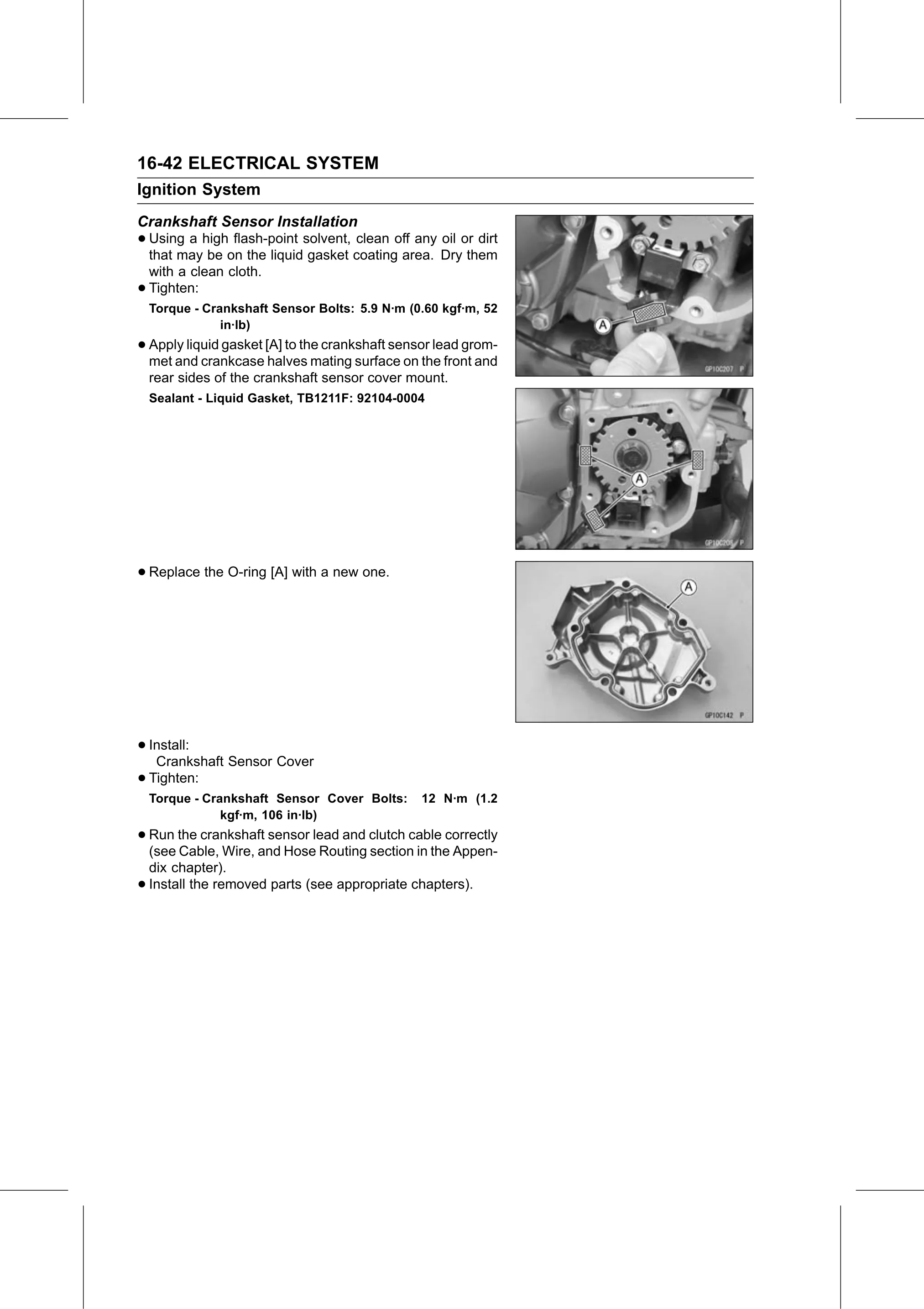 Service Manual page 602 — Electrical System › Crankshaft Sensor Installation