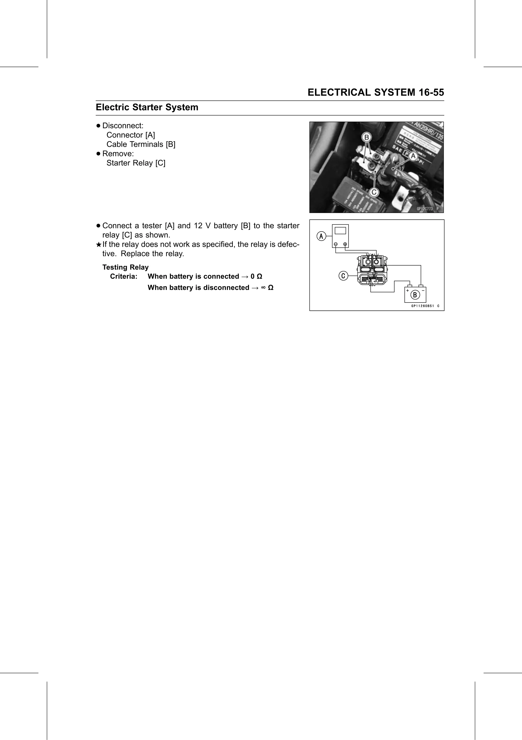 Service Manual page 615 — Electrical System › Starter Relay Inspection
