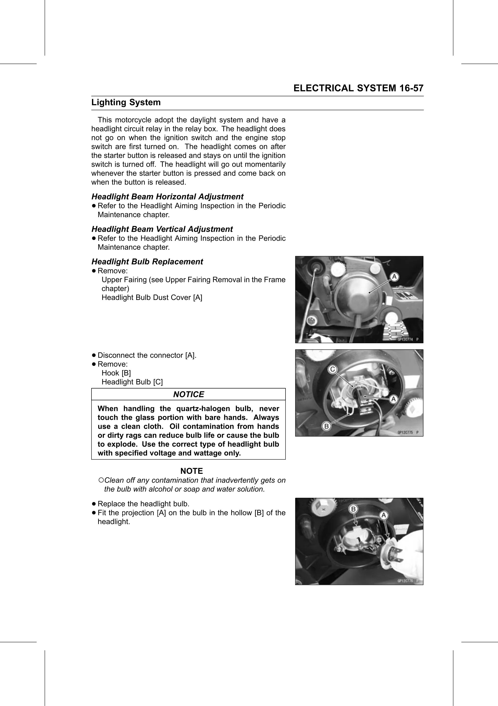 Service Manual page 617 — Electrical System › Headlight Bulb Replacement