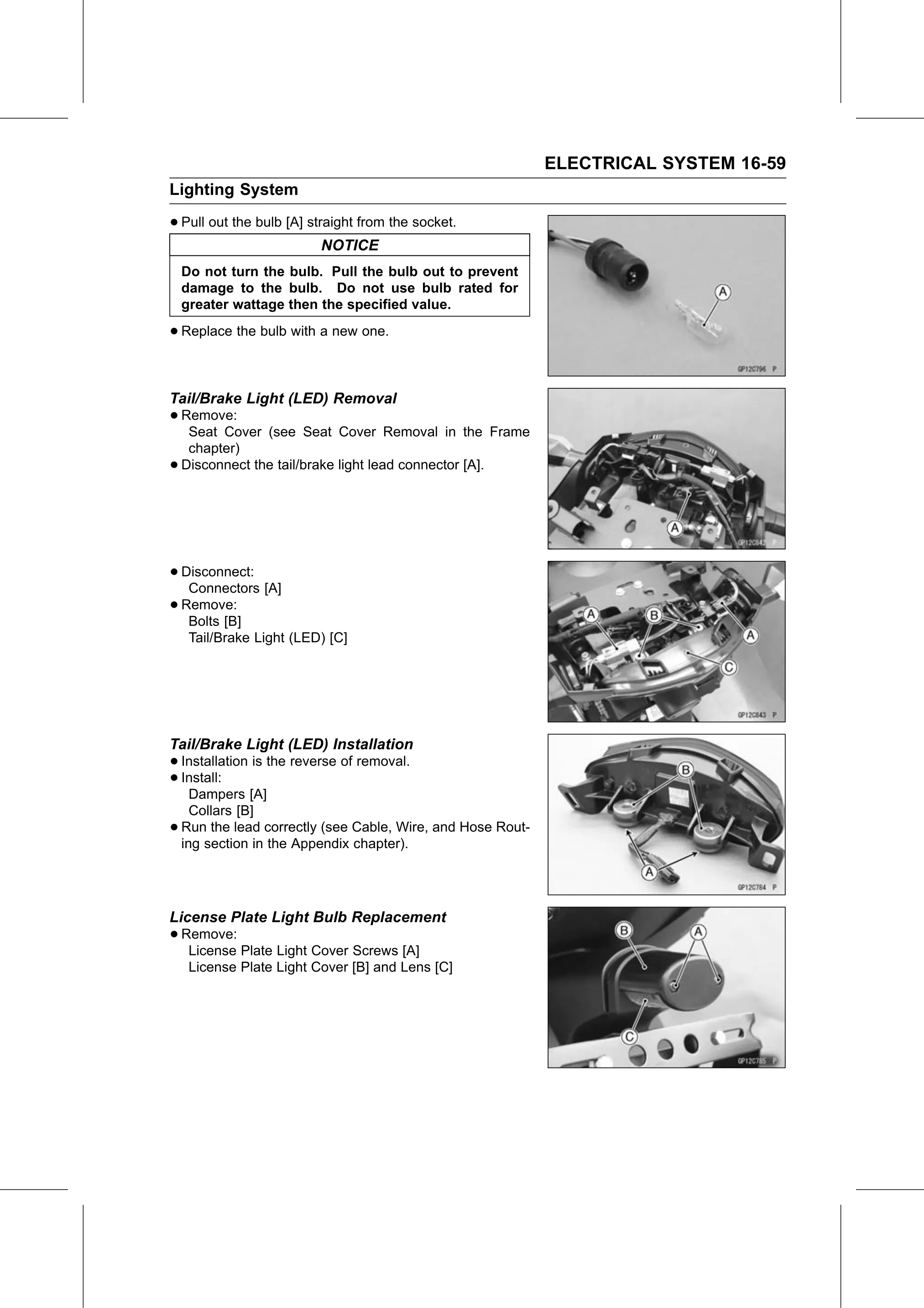 Service Manual page 619 — Electrical System › License Plate Light Bulb Replacement