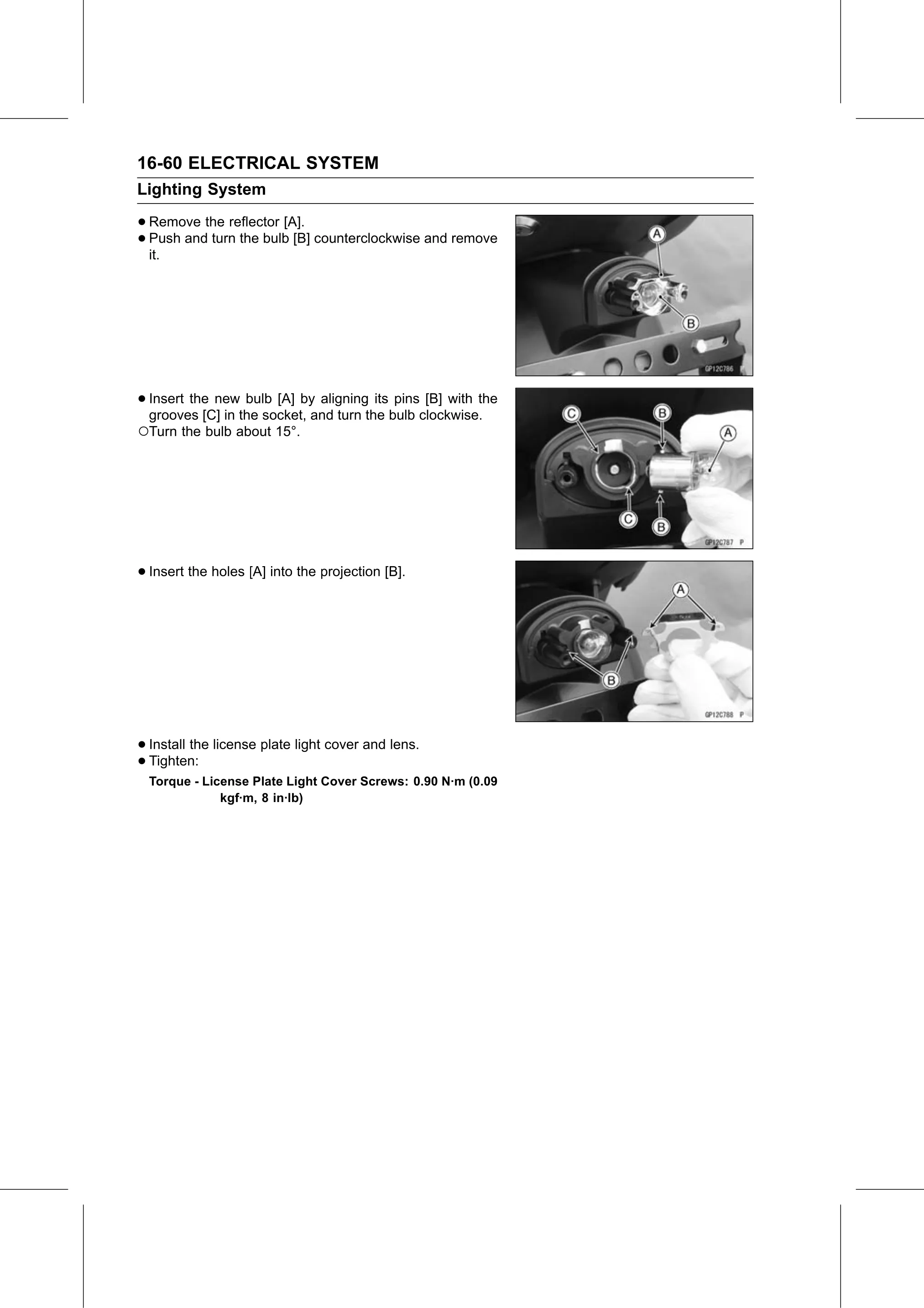 Service Manual page 620 — Electrical System › License Plate Light Bulb Replacement