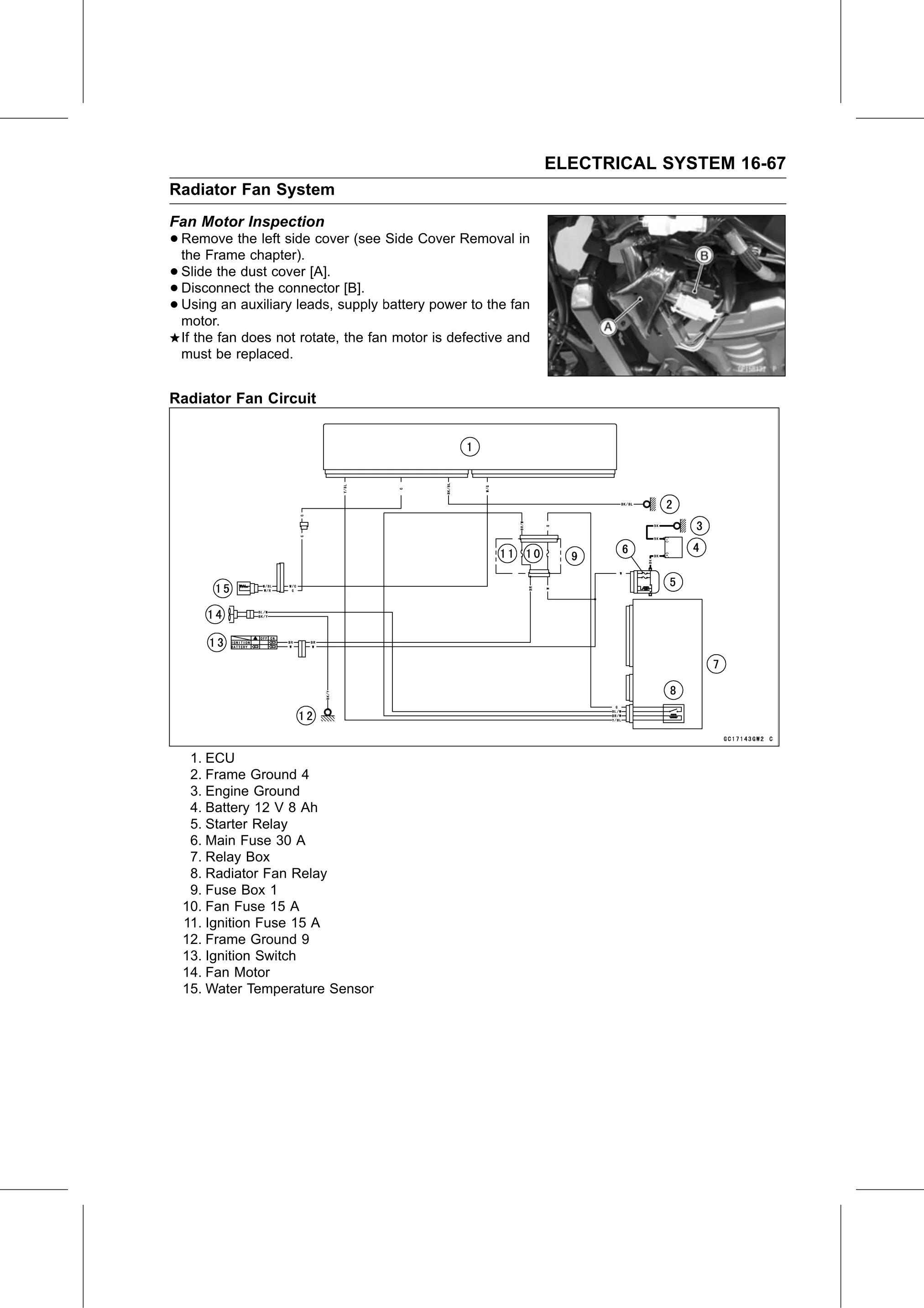Service Manual page 627 — Electrical System › Fan Motor Inspection