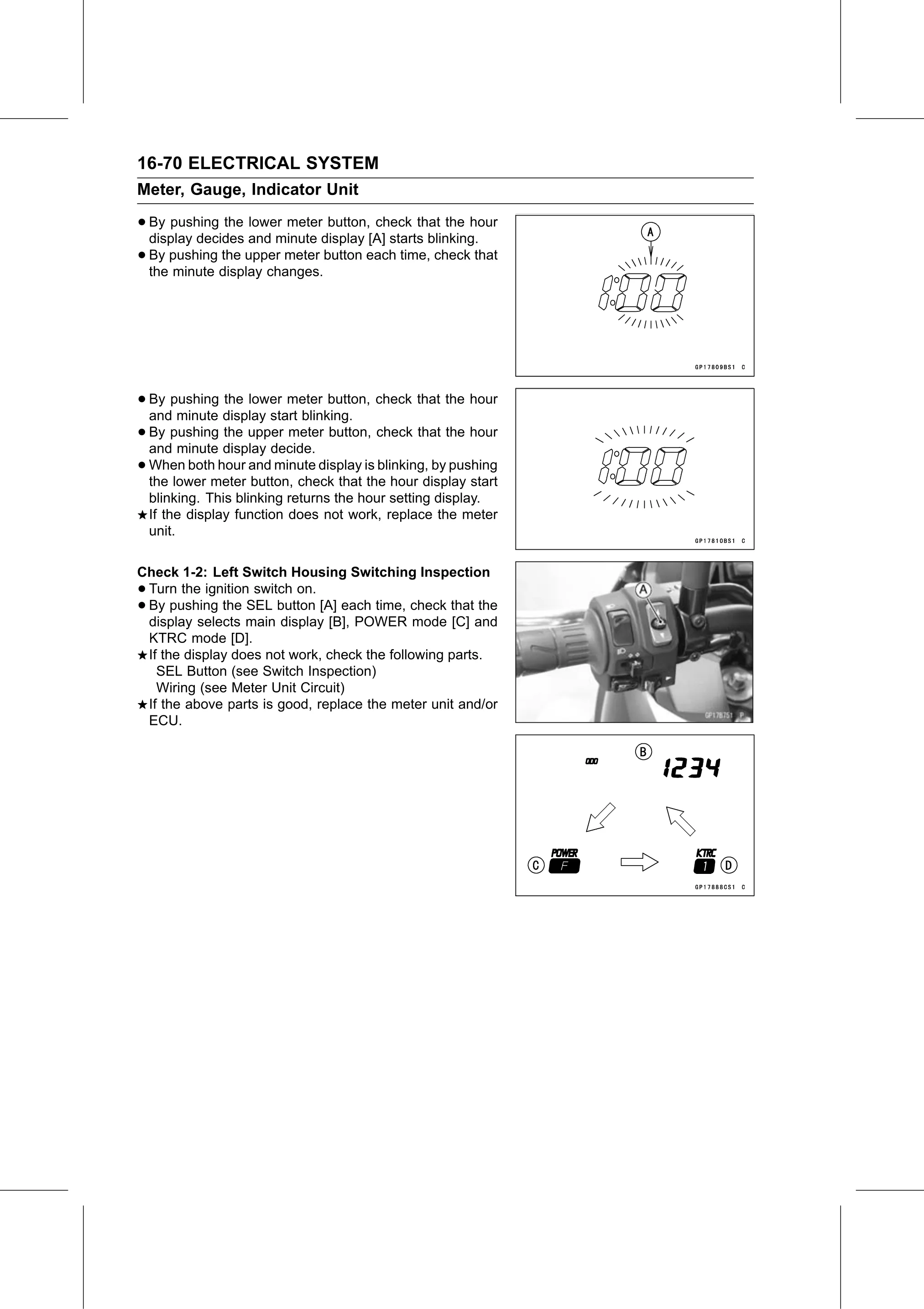 Service Manual page 630 — Electrical System › Meter Operation Inspection