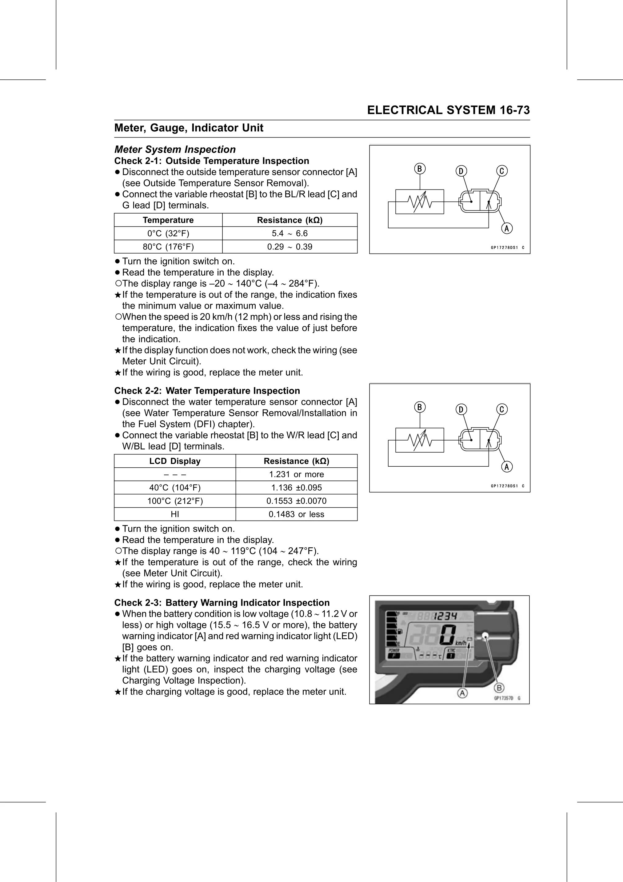 Service Manual page 633 — Electrical System › Meter System Inspection