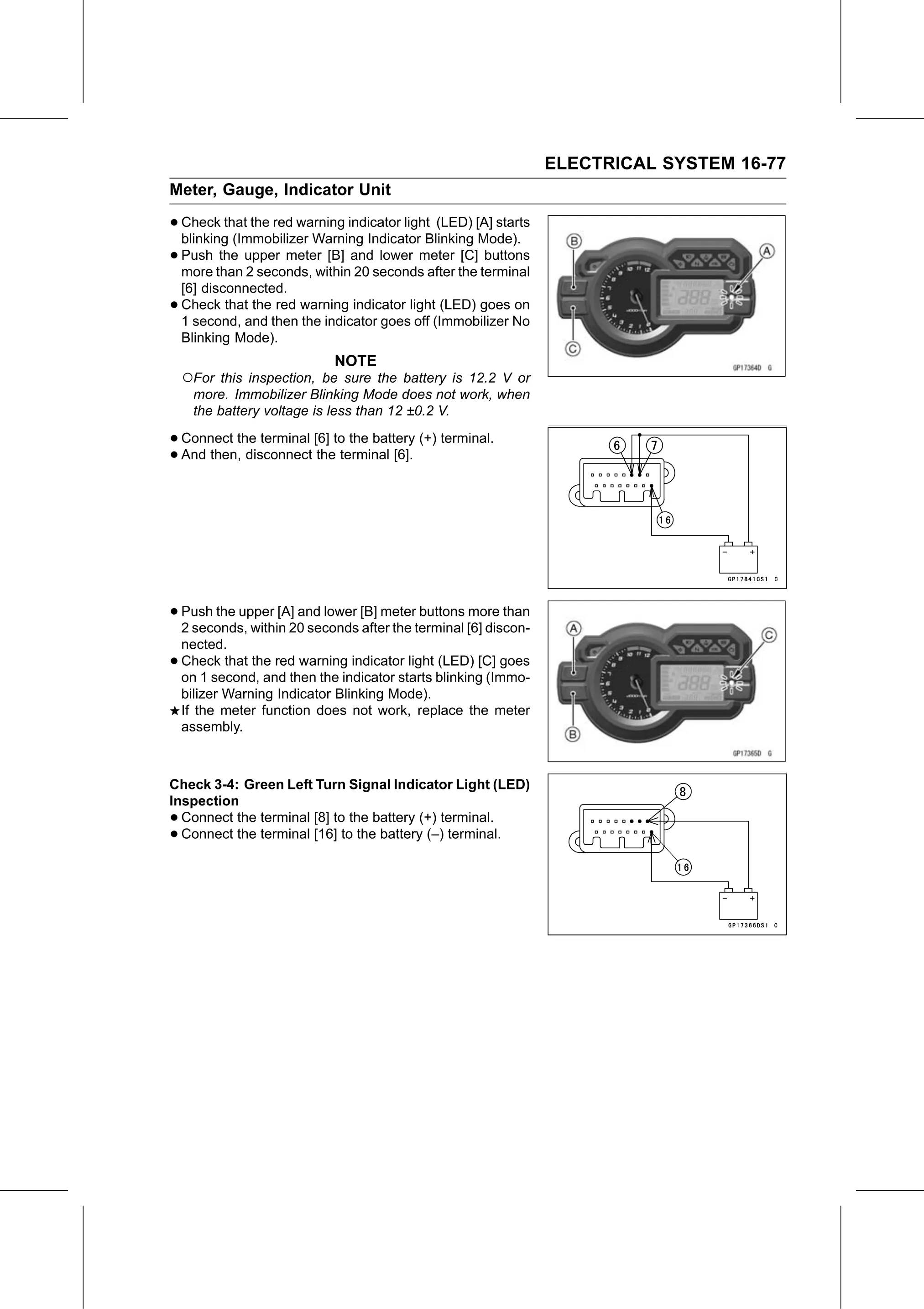 Service Manual page 637 — Electrical System › Meter Unit Inspection