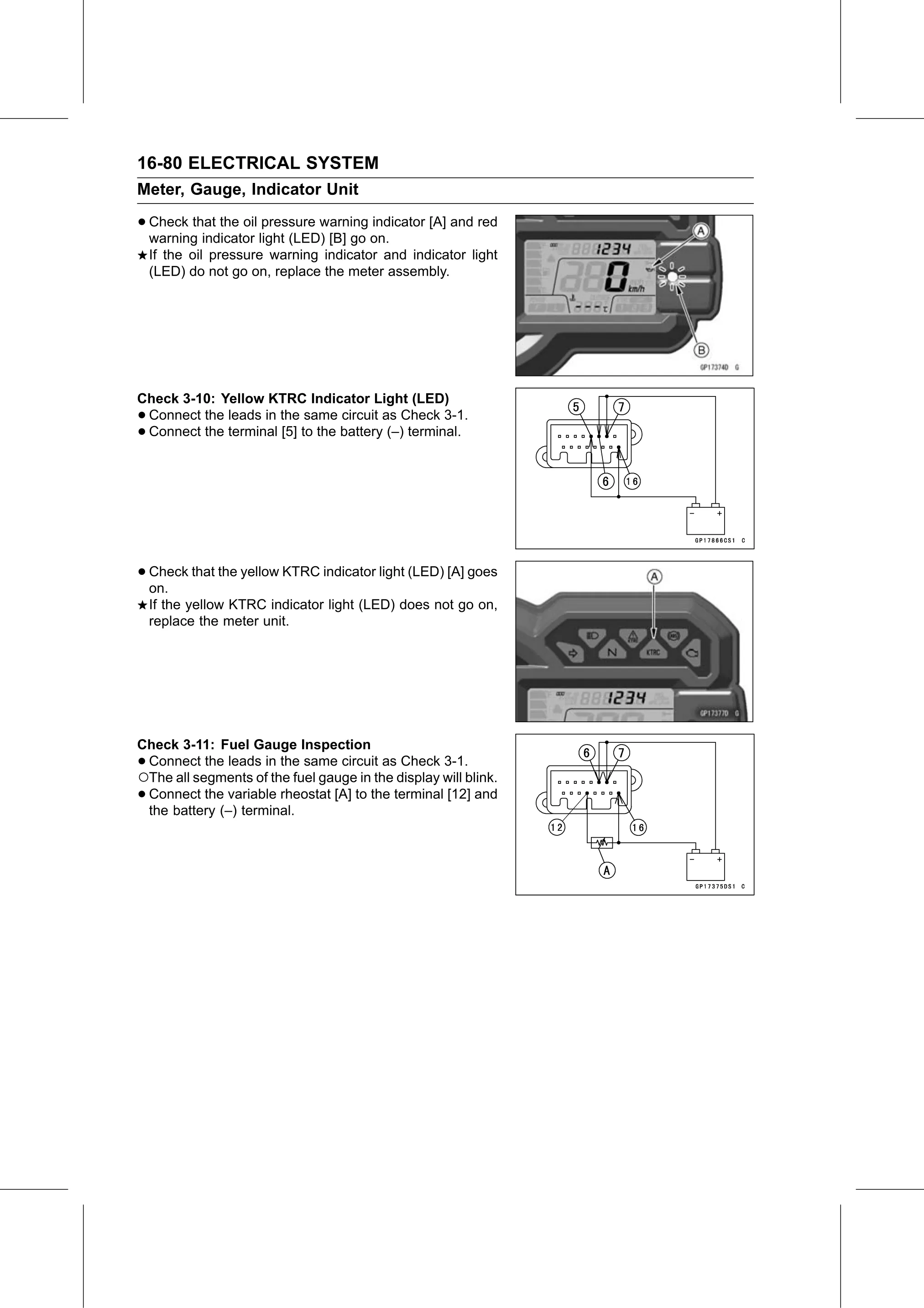 Service Manual page 640 — Electrical System › Meter Unit Inspection