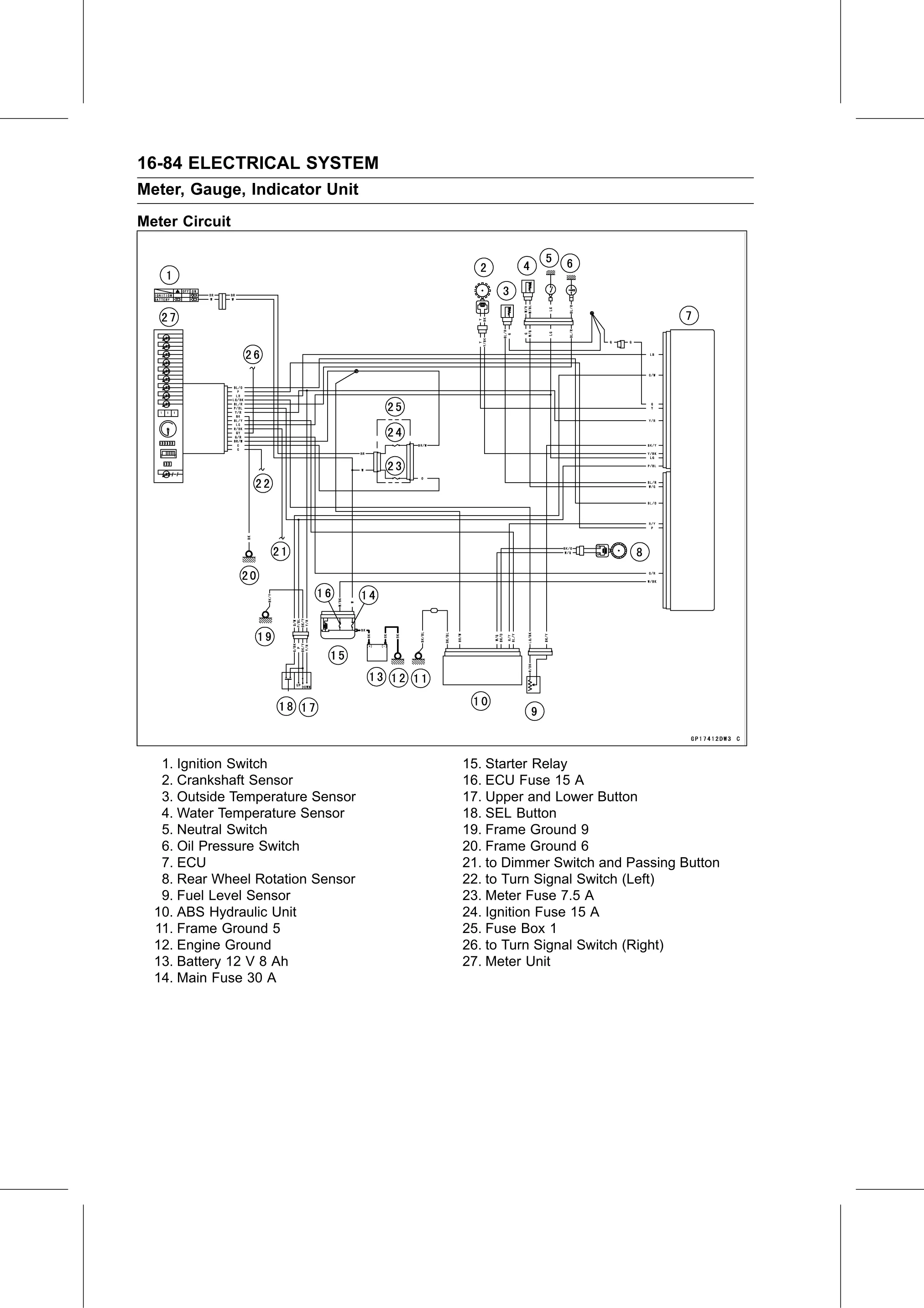 Service Manual page 644 — Electrical System › Fuel Level Sensor Line Self-Diagnosis Mode Inspection