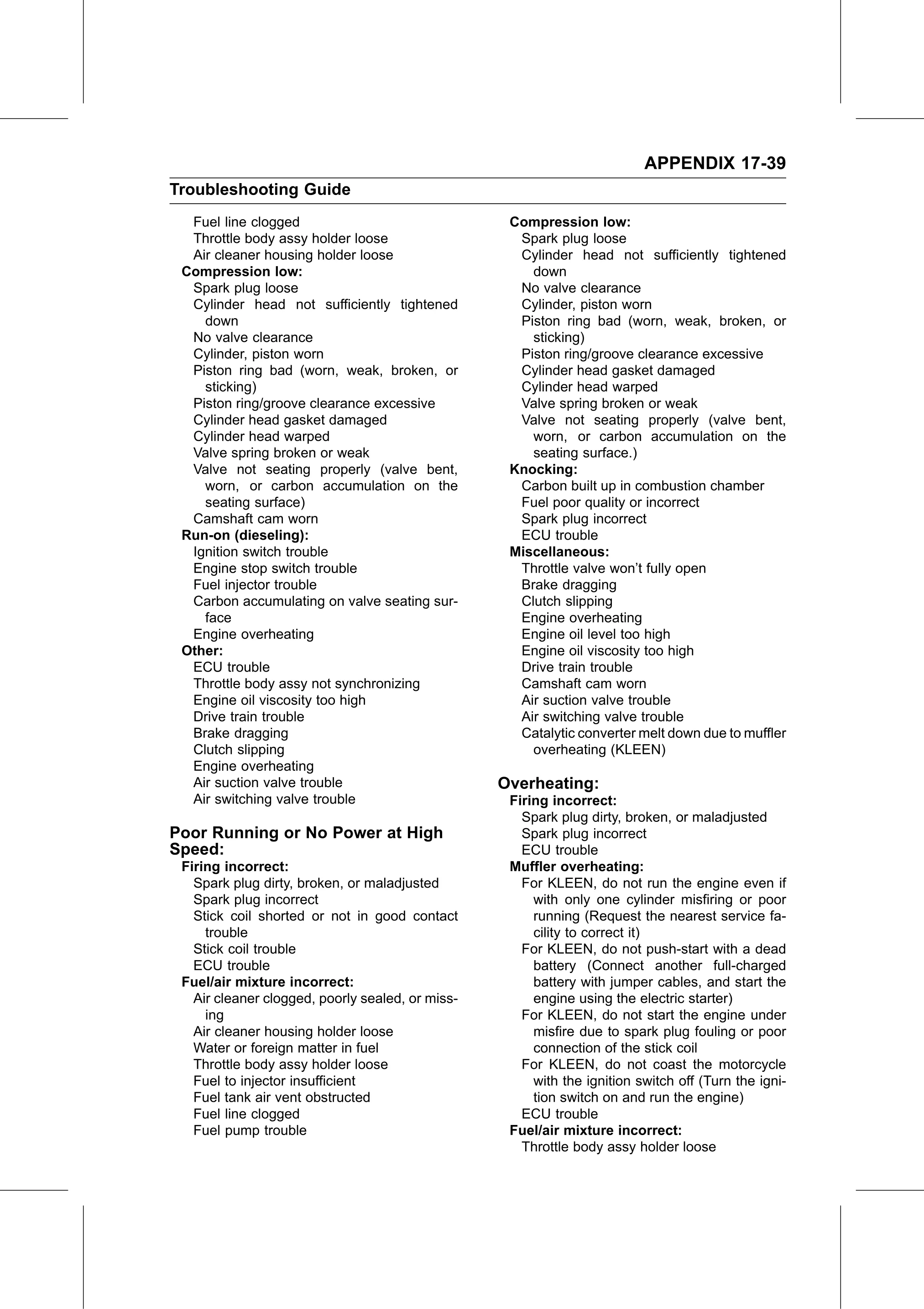 Service Manual page 711 — Appendix › Troubleshooting Guide