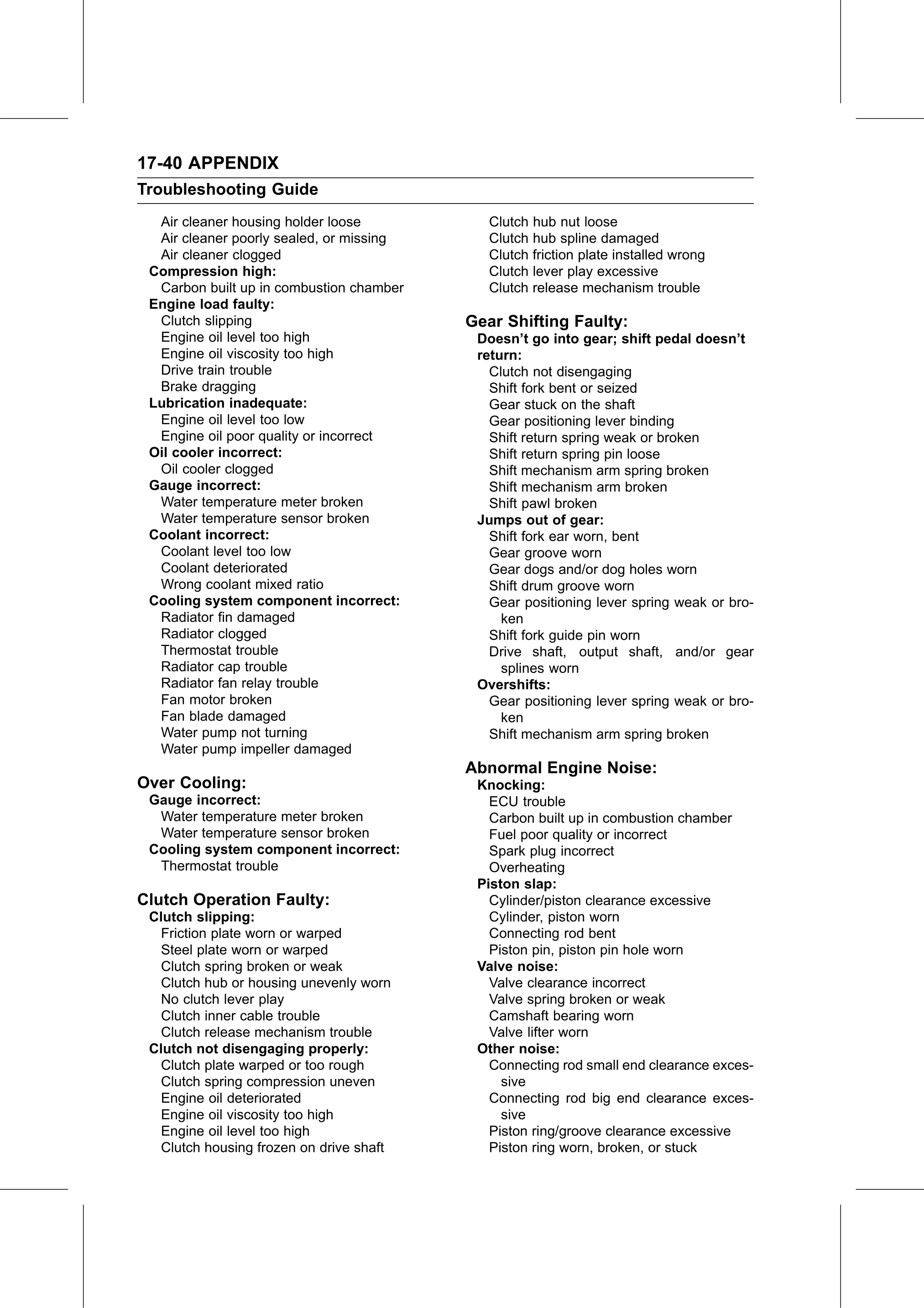 Service Manual page 712 — Appendix › Troubleshooting Guide