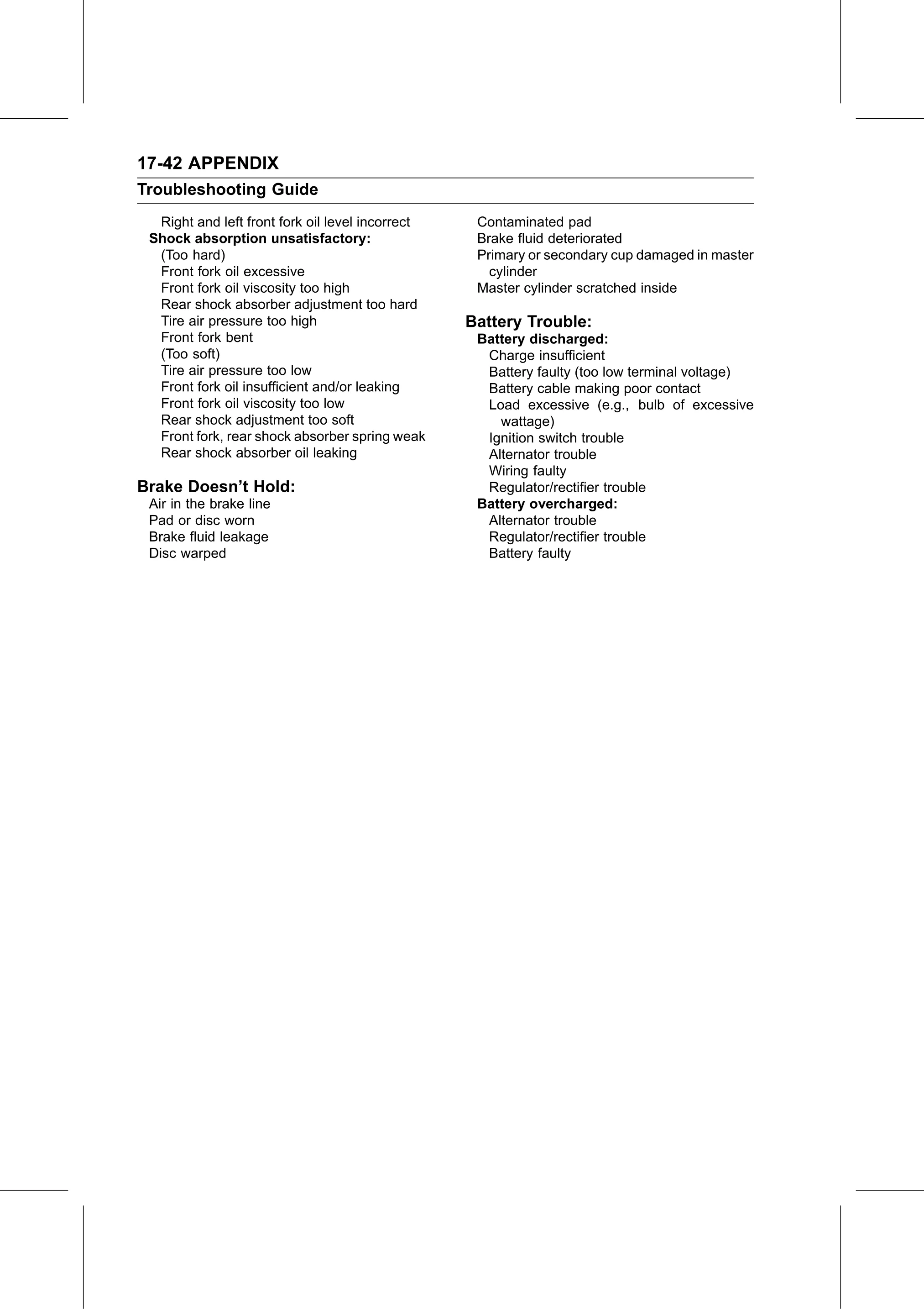 Service Manual page 714 — Appendix › Troubleshooting Guide